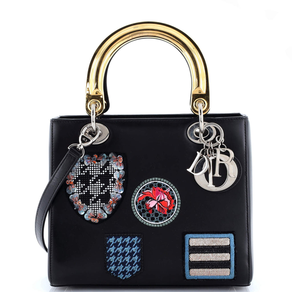Lady Dior Bag Patch Embellished Leather Medium