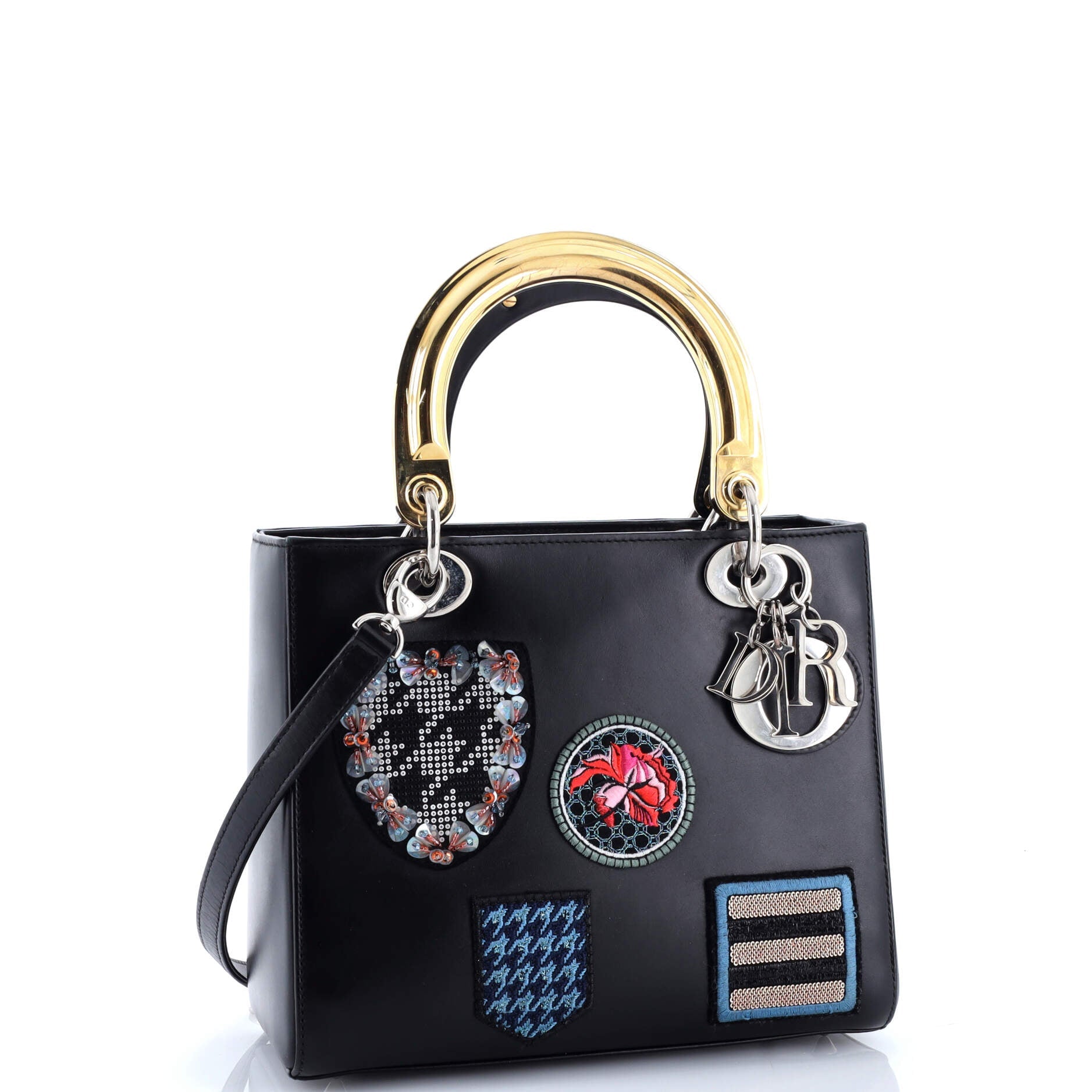Lady Dior Bag Patch Embellished Leather Medium