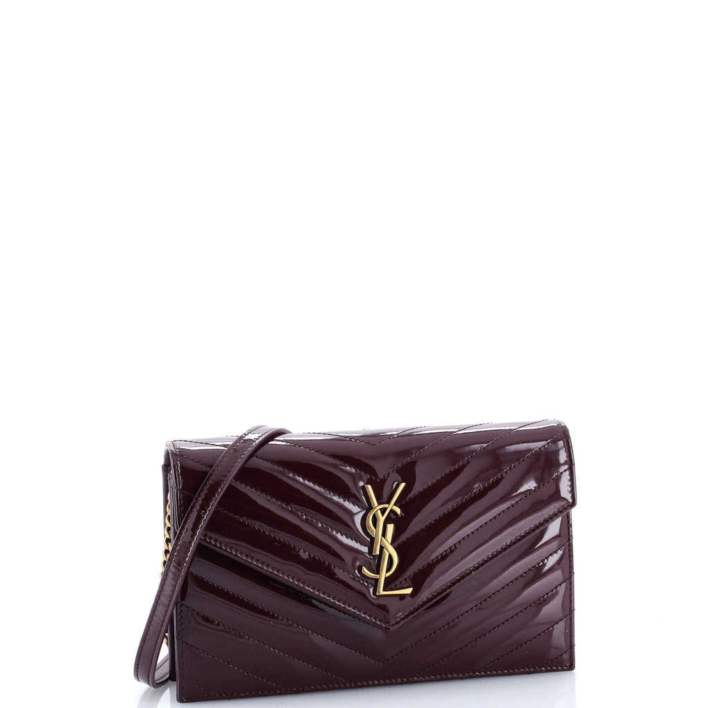 Classic Monogram Wallet on Chain Matelasse Chevron Patent Small