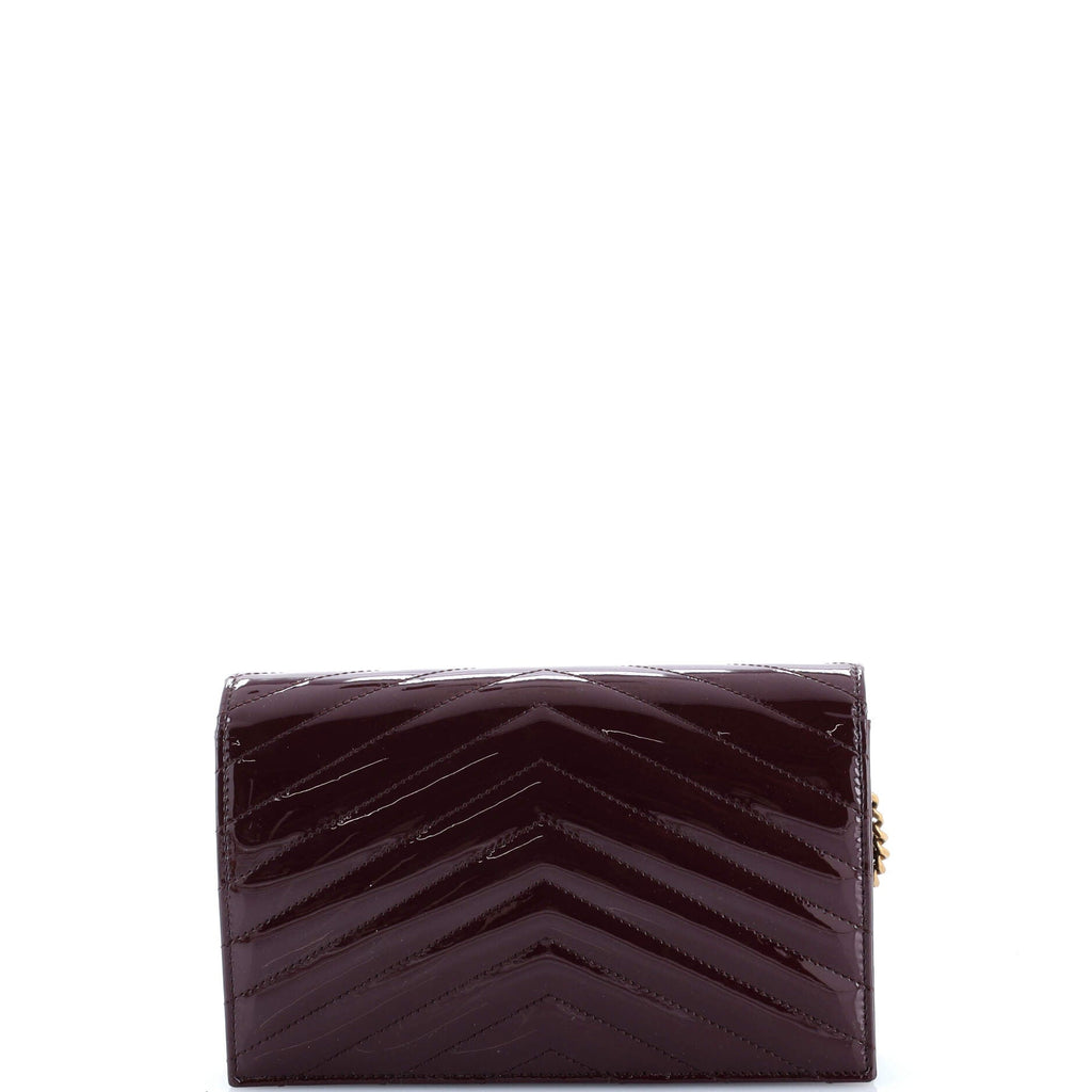 Classic Monogram Wallet on Chain Matelasse Chevron Patent Small