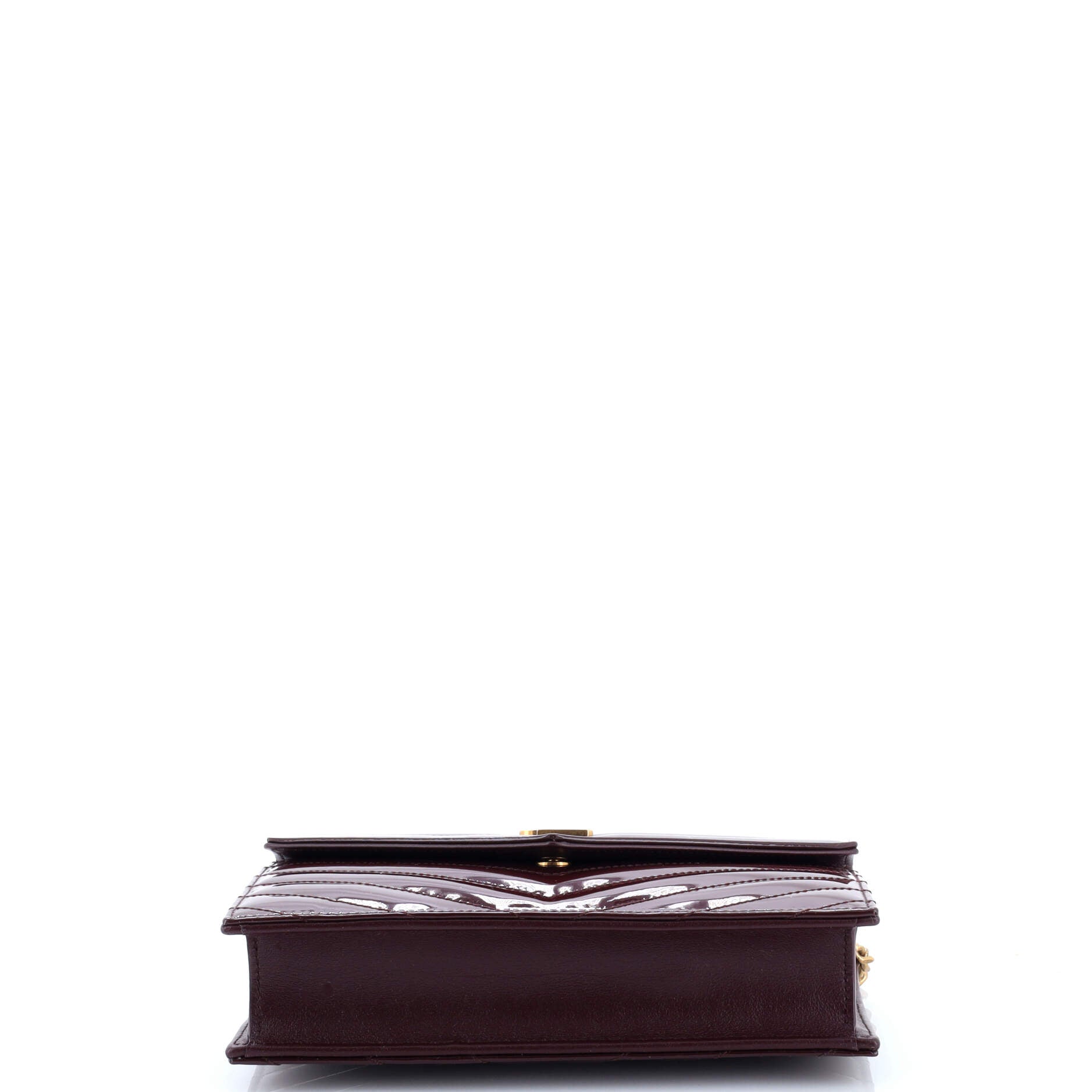 Classic Monogram Wallet on Chain Matelasse Chevron Patent Small