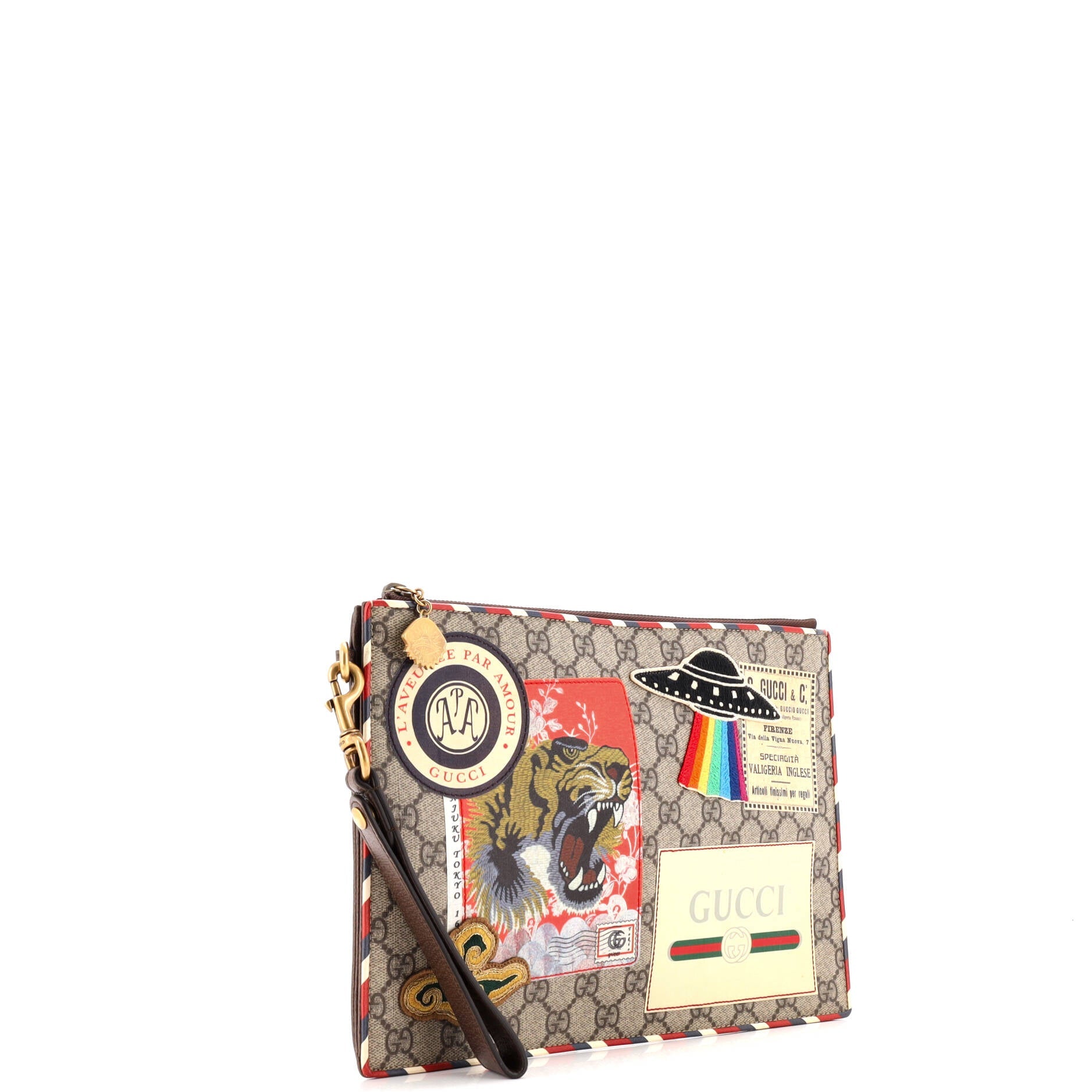 Courrier Pouch GG Coated Canvas with Applique