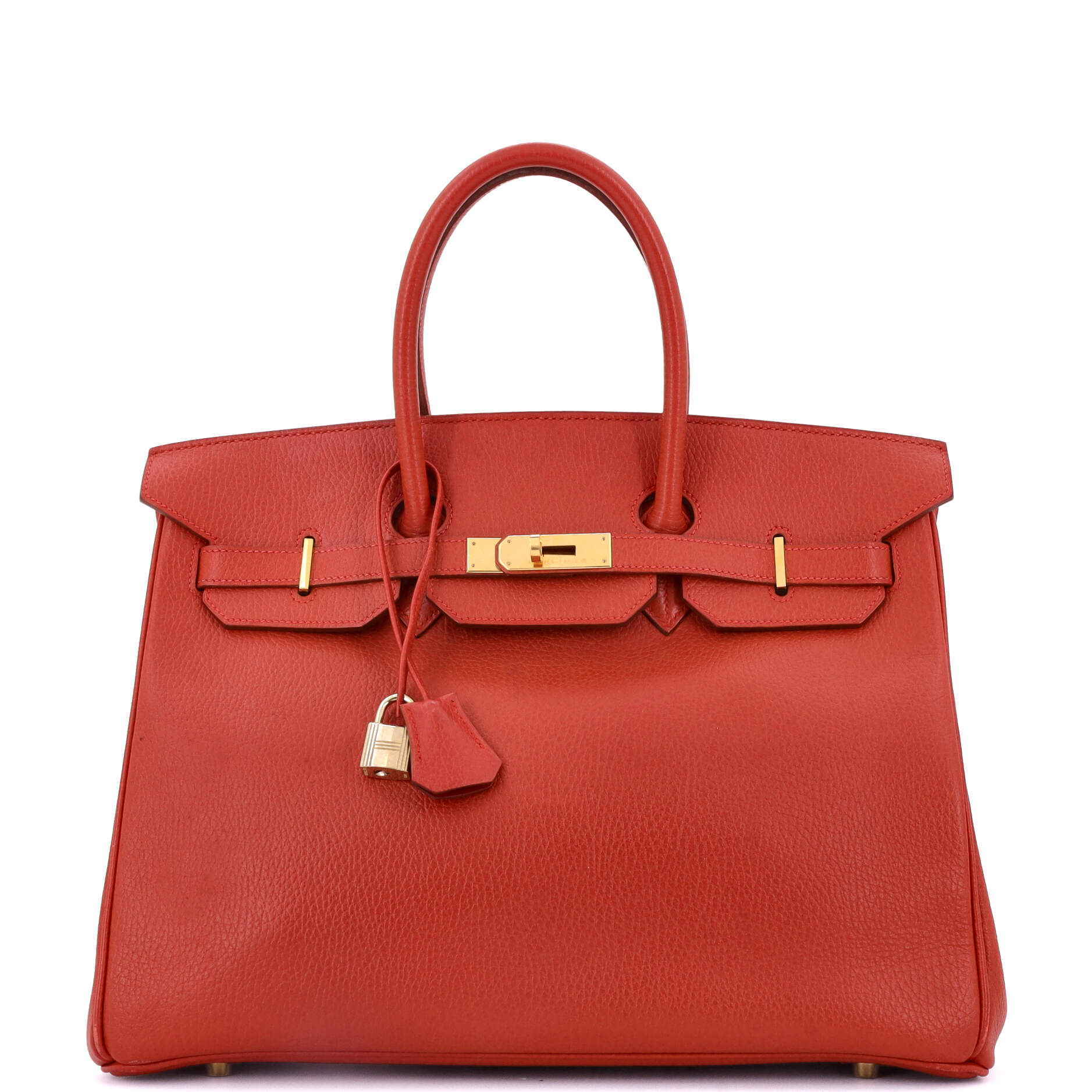 Birkin Handbag Rouge Vif Ardennes with Gold Hardware 35