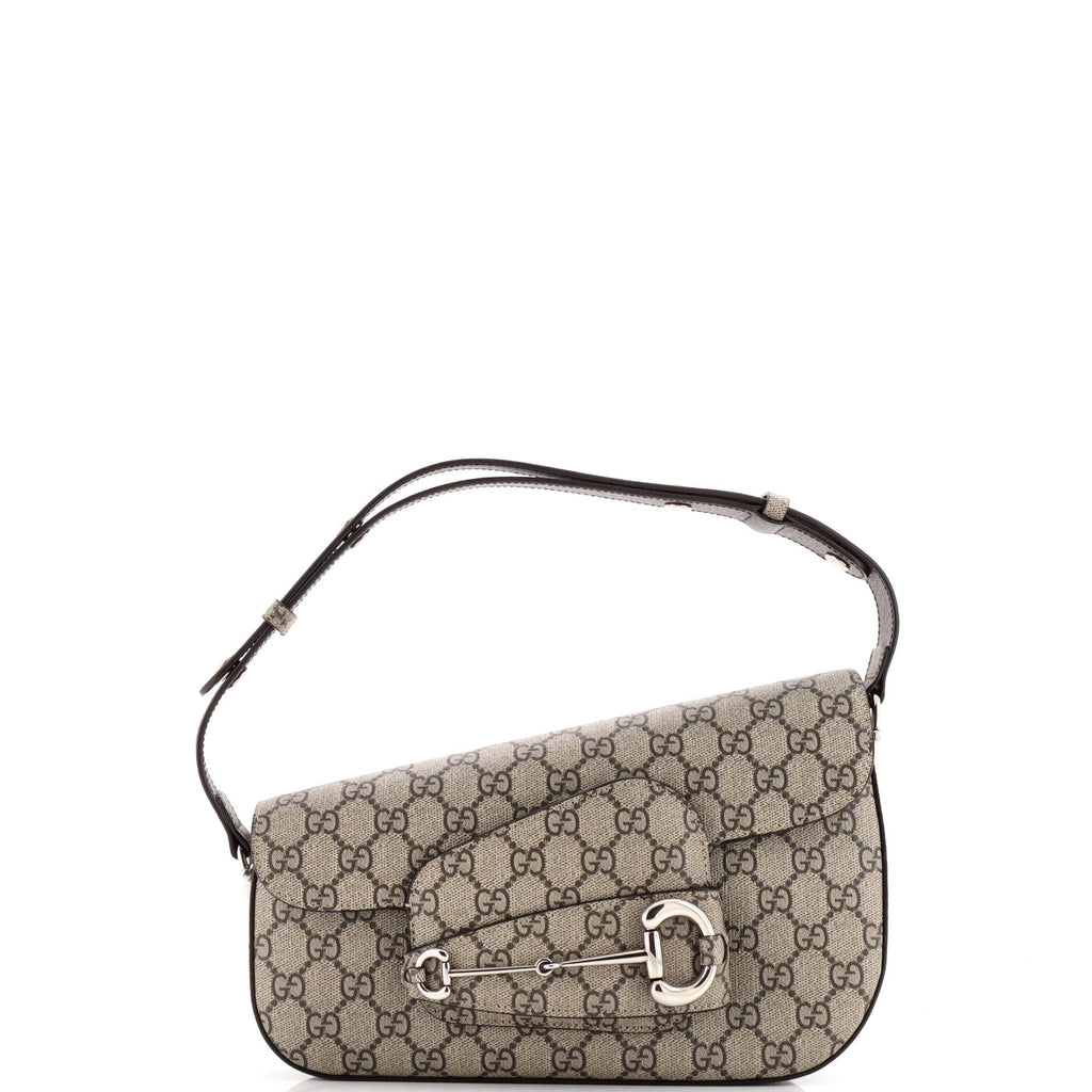 Horsebit 1955 Asymmetric Shoulder Bag GG Coated Canvas Small