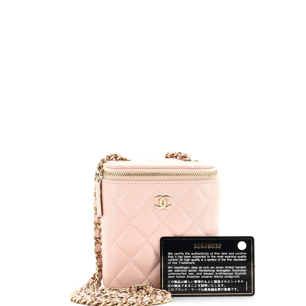 Vertical Classic Vanity Case with Chain Quilted Caviar Mini