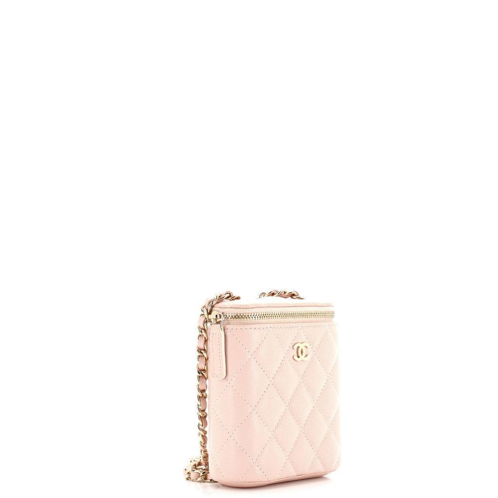 Vertical Classic Vanity Case with Chain Quilted Caviar Mini