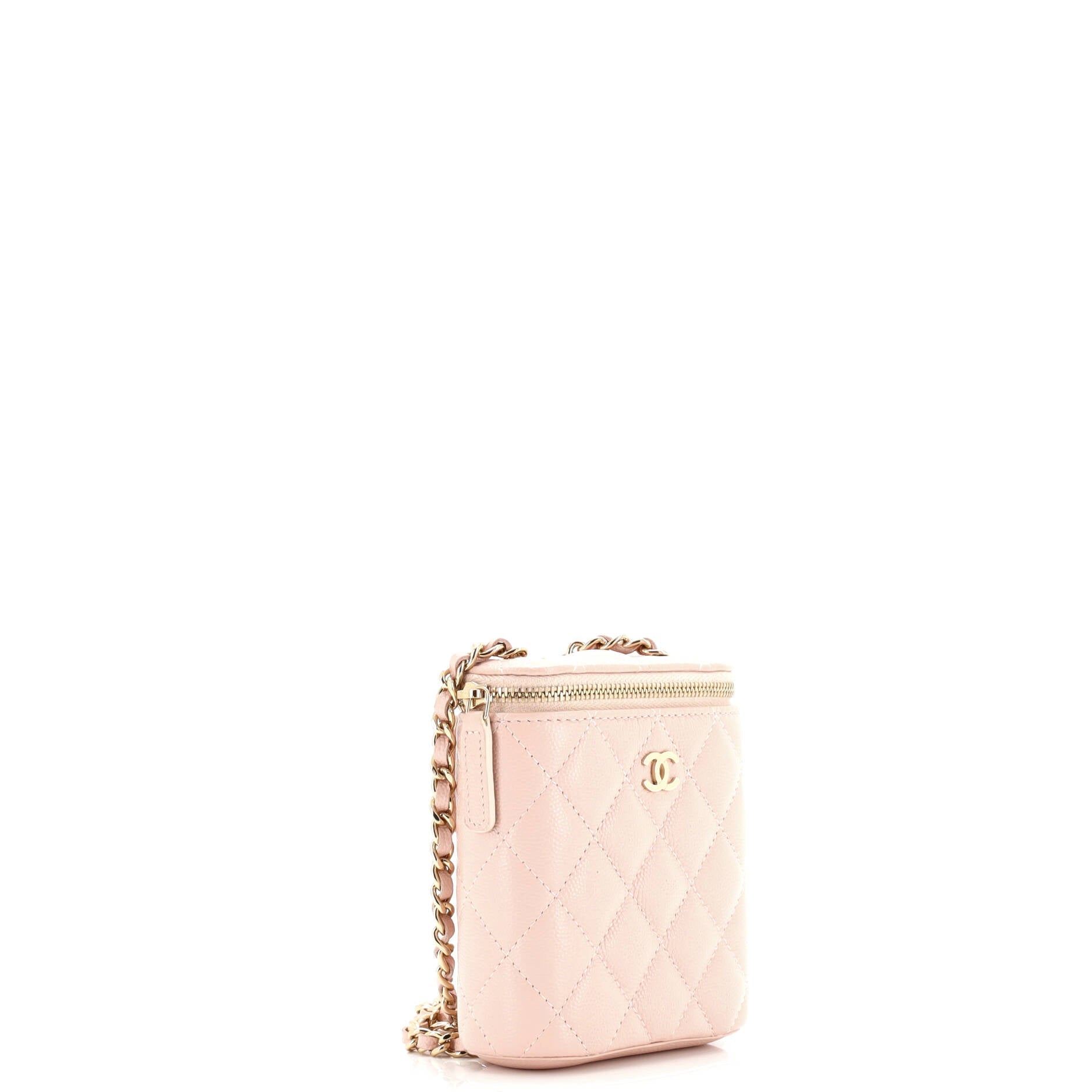 Vertical Classic Vanity Case with Chain Quilted Caviar Mini