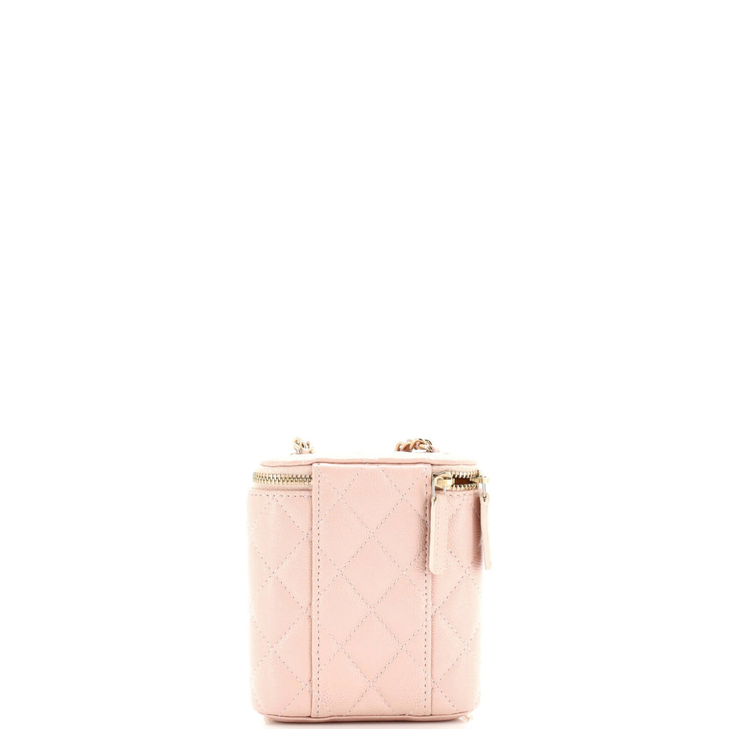 Vertical Classic Vanity Case with Chain Quilted Caviar Mini