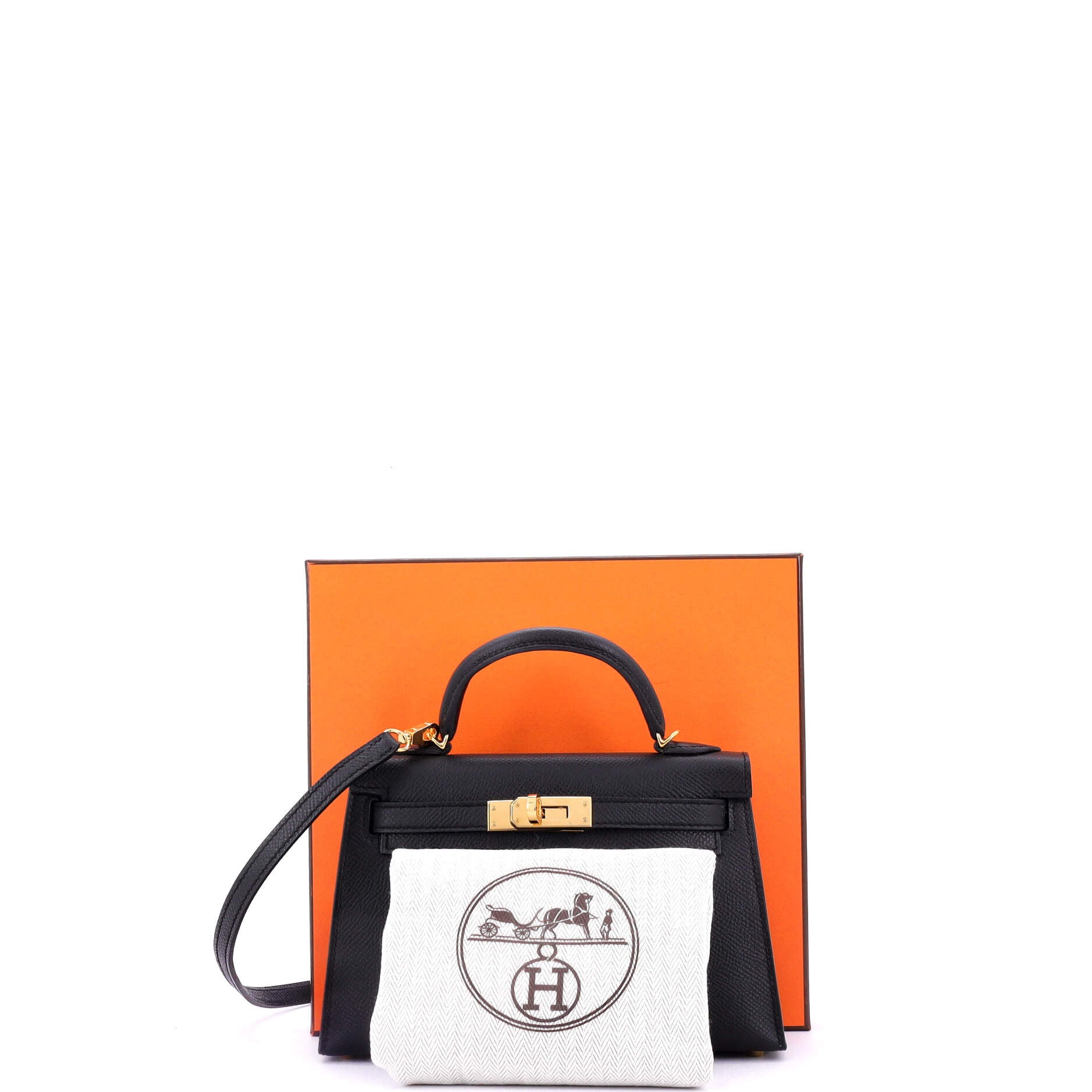 Kelly Mini II Bag Noir Epsom with Gold Hardware 20
