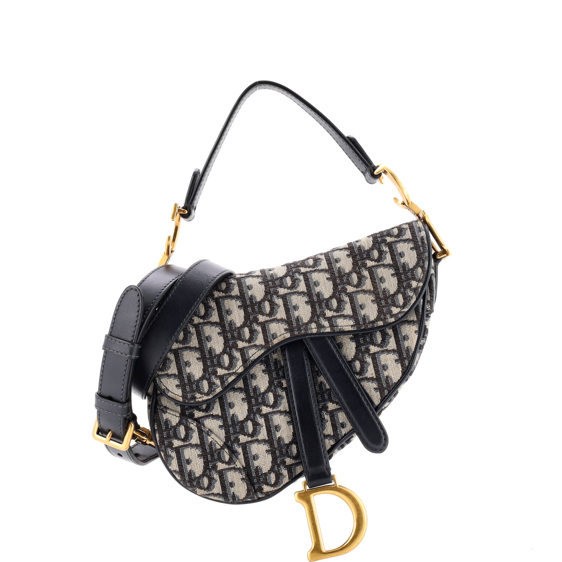 Saddle Handbag with Strap Oblique Canvas Mini