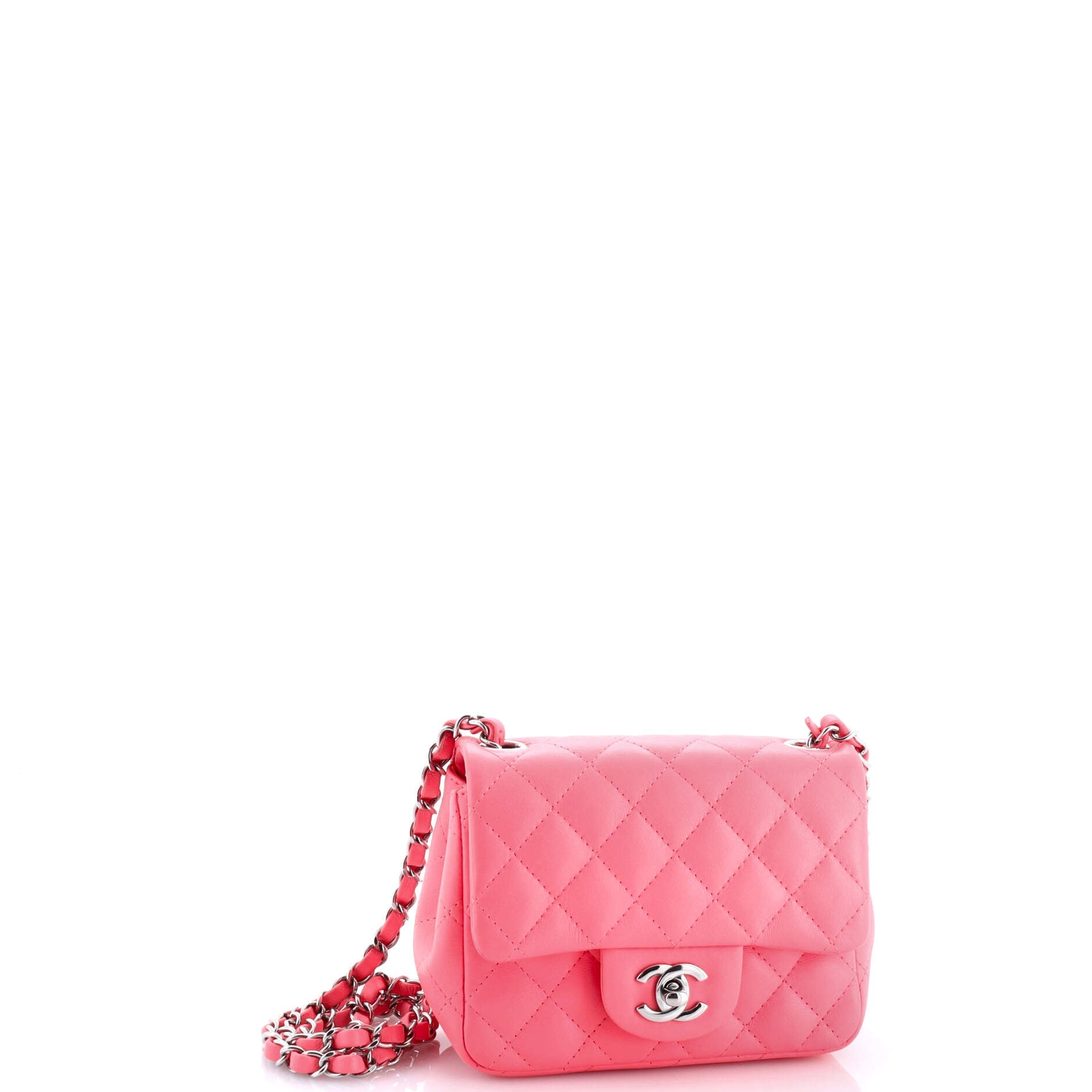 Square Classic Single Flap Bag Quilted Lambskin Mini