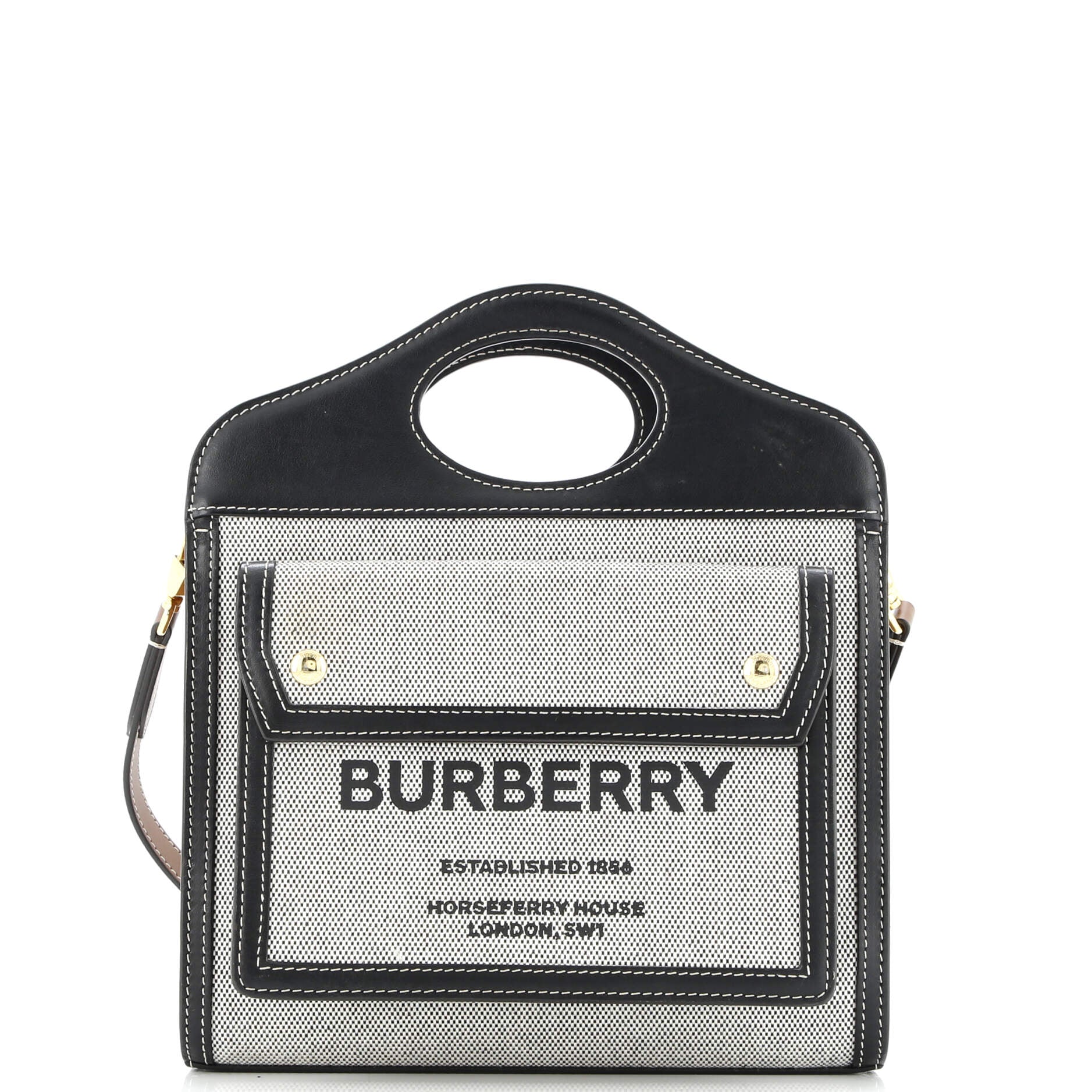 Logo Pocket Tote Canvas with Leather Mini