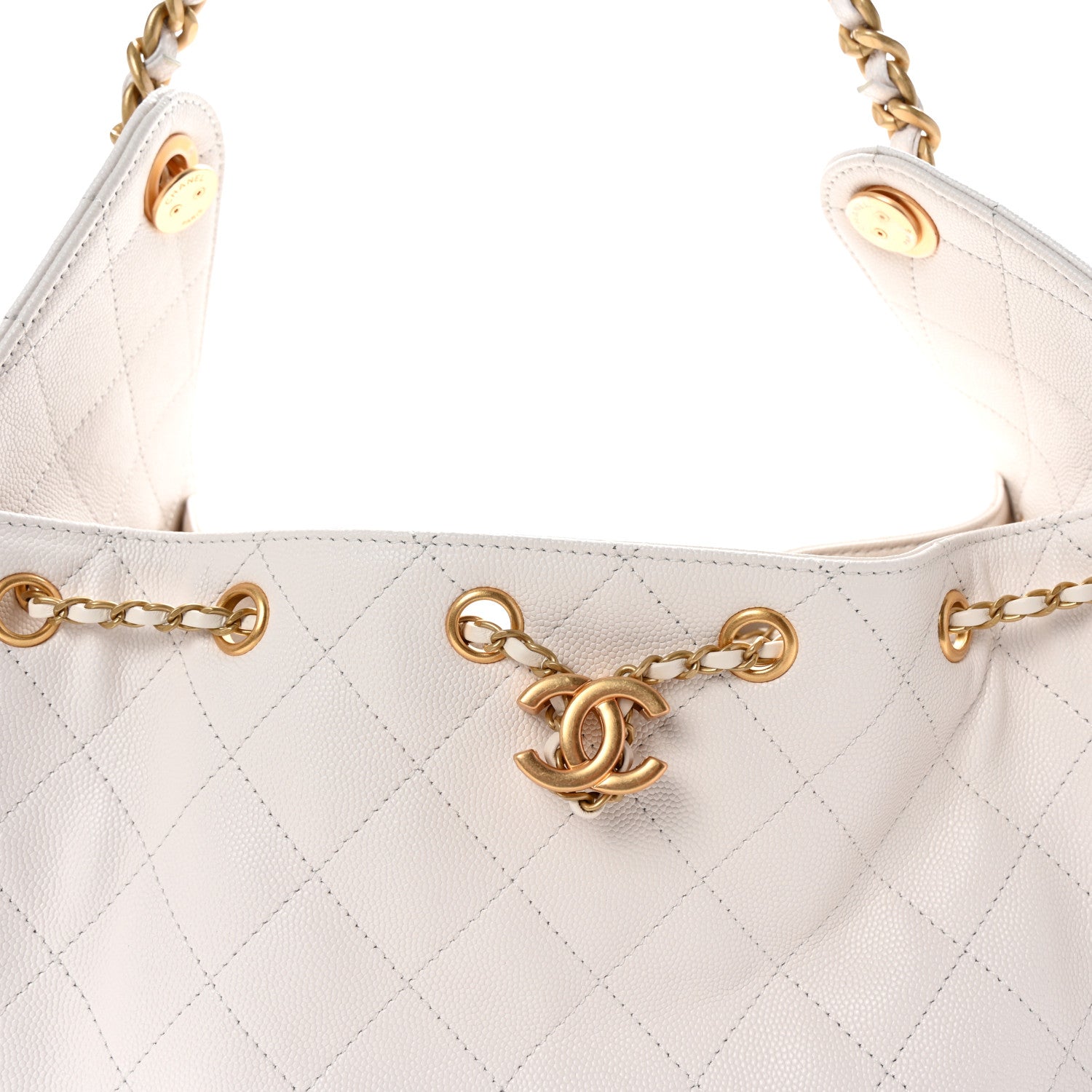 Caviar Quilted Small Chanel 25 Handbag White