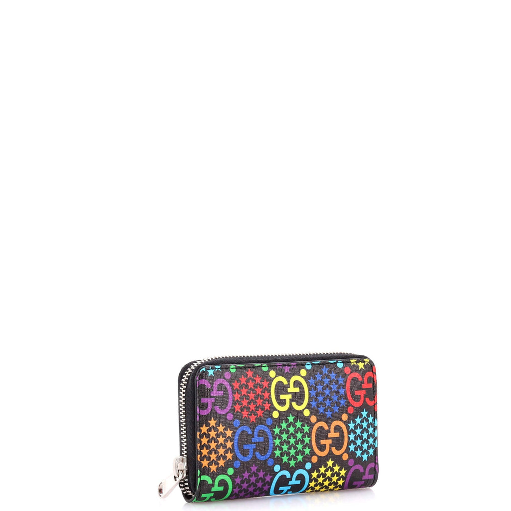 Zip Around Card Case Psychedelic Print GG Coated Canvas