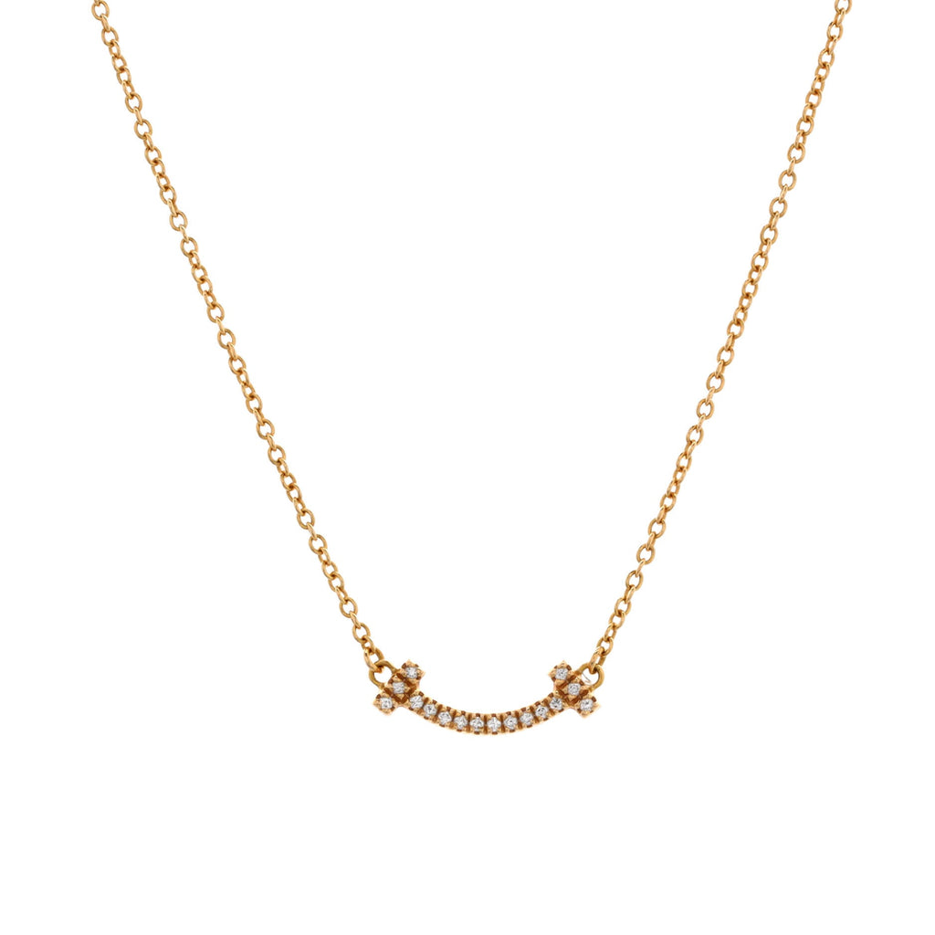T Smile Pendant Necklace 18K Yellow Gold with Diamonds Mini