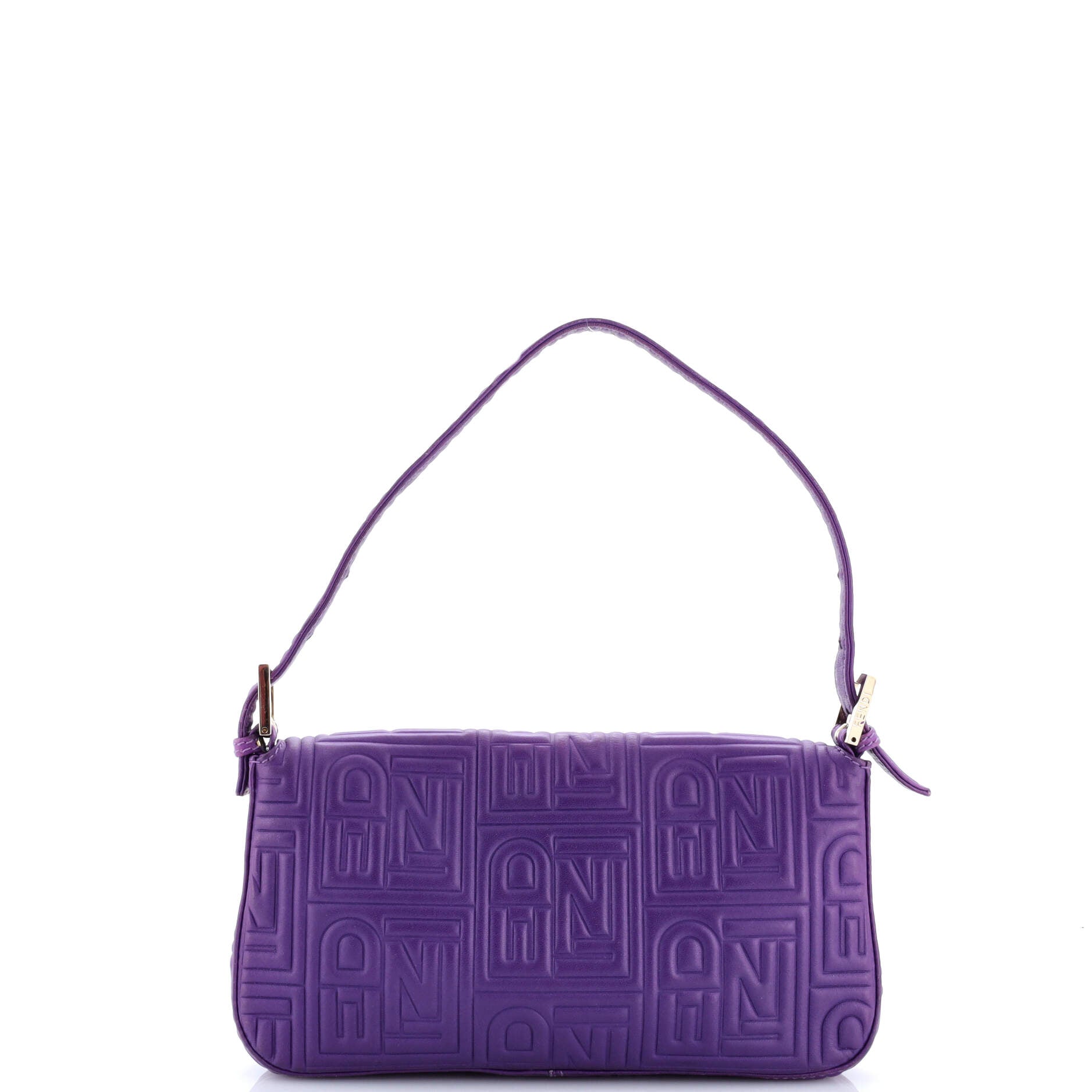 Baguette Bag Logo Embossed Leather Small