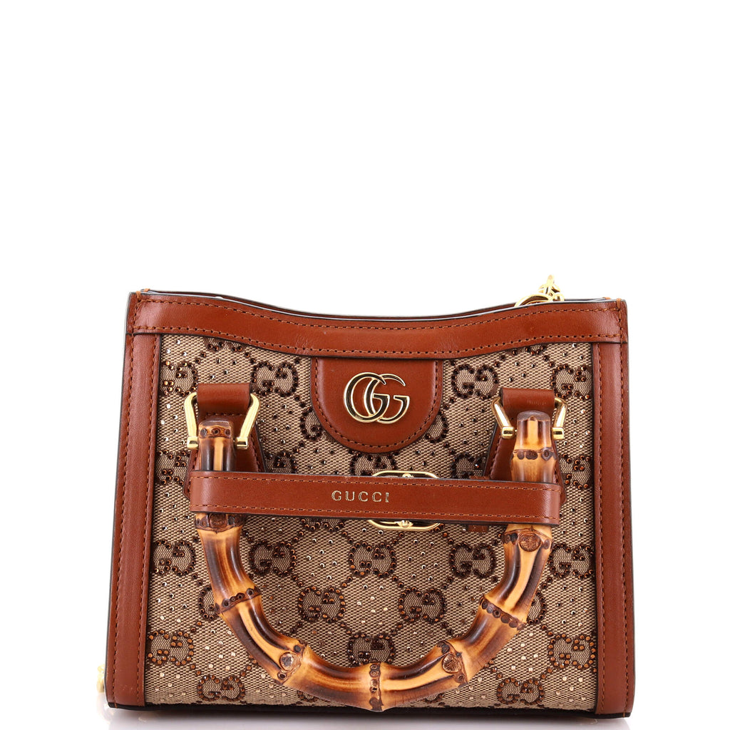 Diana NM Bamboo Handle Tote Crystal Embellished GG Canvas Mini
