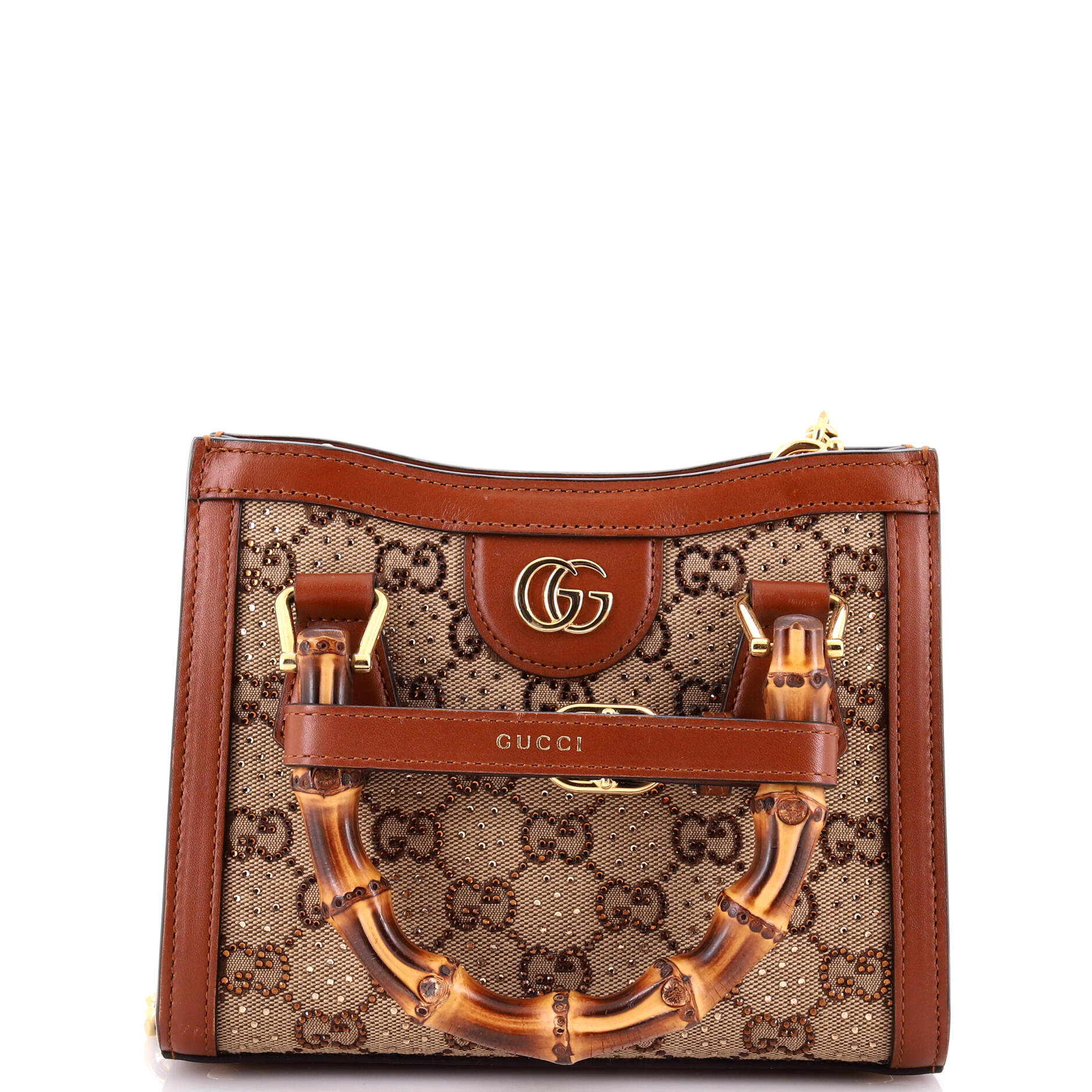 Diana NM Bamboo Handle Tote Crystal Embellished GG Canvas Mini