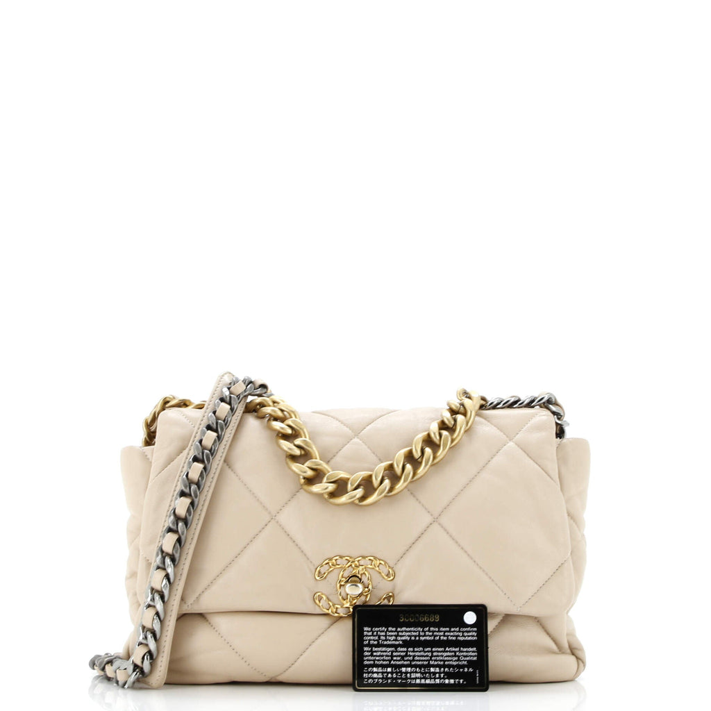 19 Flap Bag Quilted Leather Large