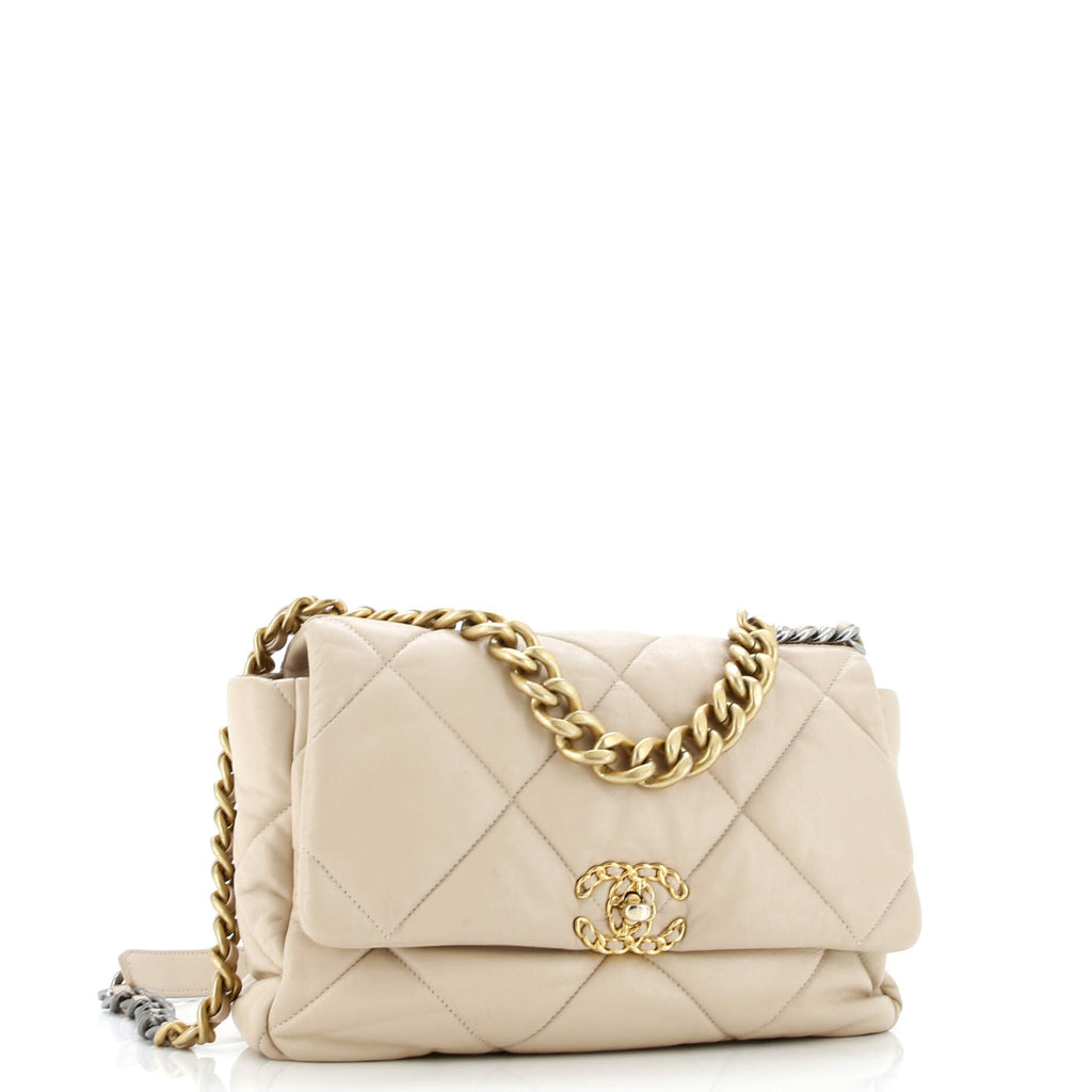 19 Flap Bag Quilted Leather Large
