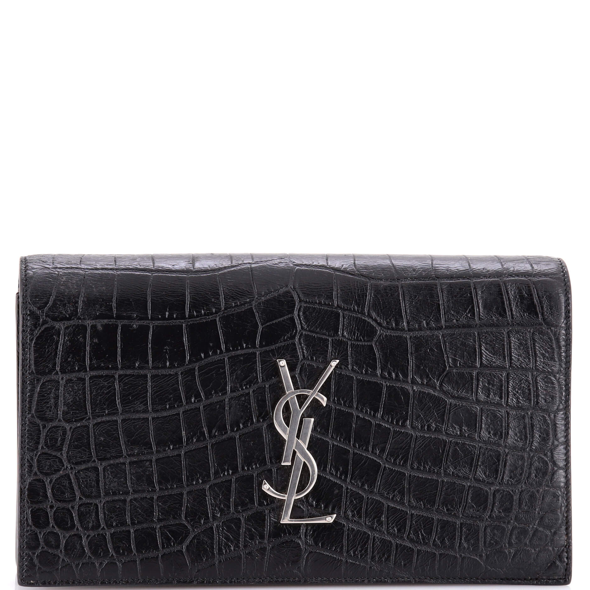 Classic Monogram Clutch Crocodile Embossed Leather Large