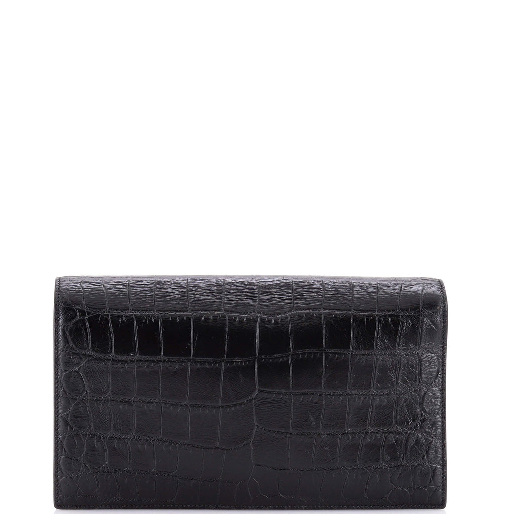 Classic Monogram Clutch Crocodile Embossed Leather Large