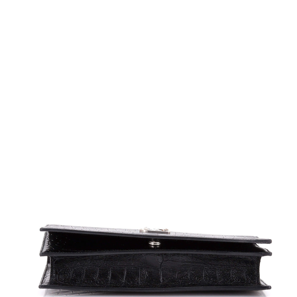 Classic Monogram Clutch Crocodile Embossed Leather Large