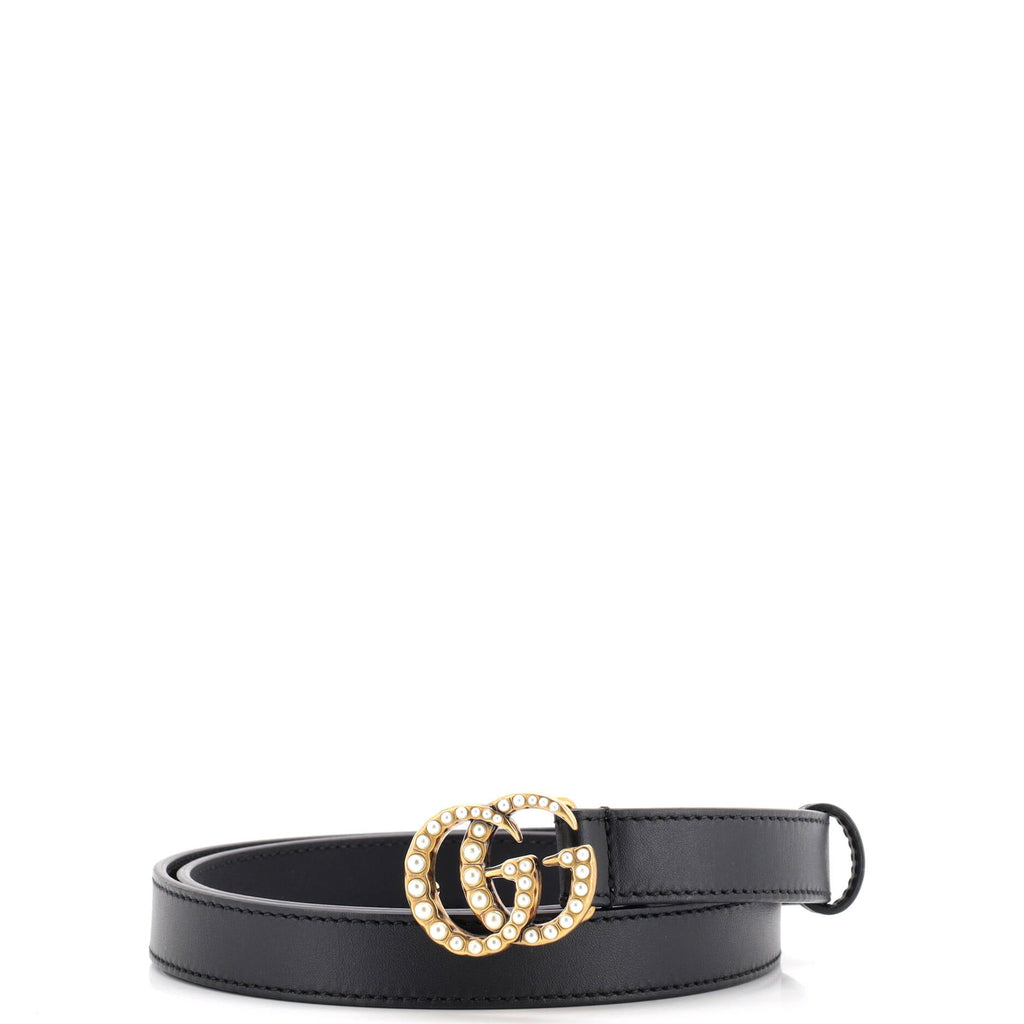 Pearly GG Marmont Belt Leather Thin