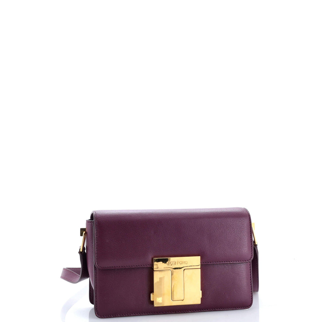 T Clasp Flap Shoulder Bag Leather Medium