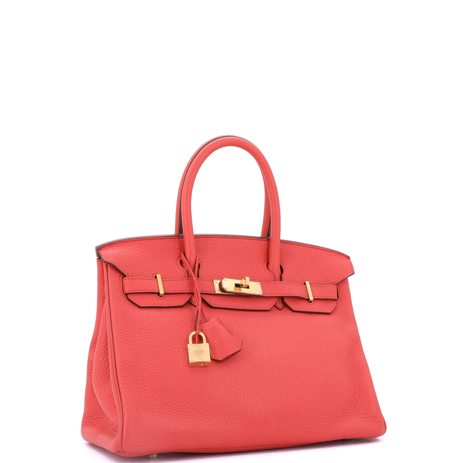 Birkin Handbag Bougainvillier Clemence with Gold Hardware 30