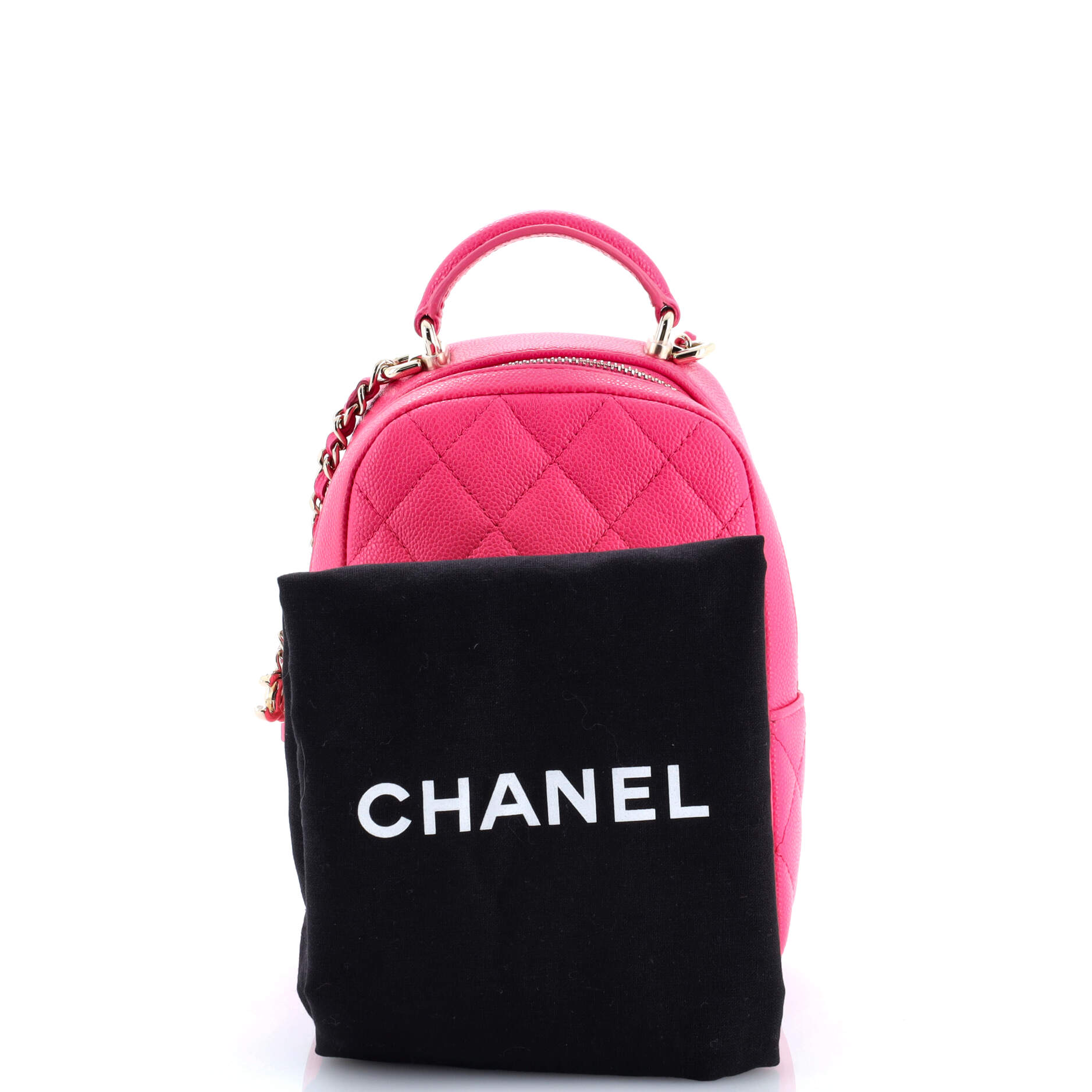 Classic CC Chain Pocket Backpack Quilted Caviar Mini