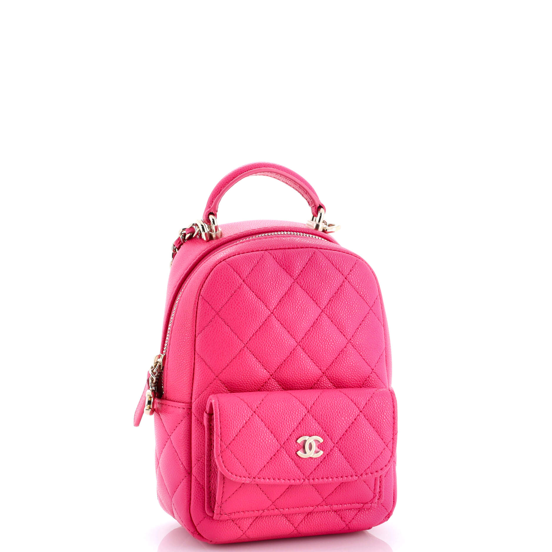 Classic CC Chain Pocket Backpack Quilted Caviar Mini