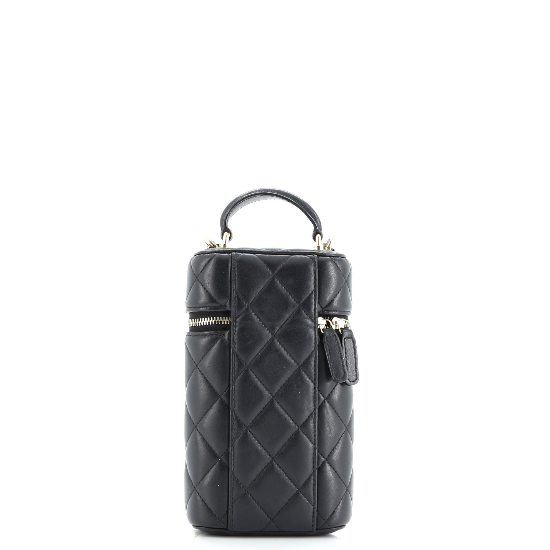 Classic Vanity Top Handle Phone Holder with Chain Quilted Lambskin
