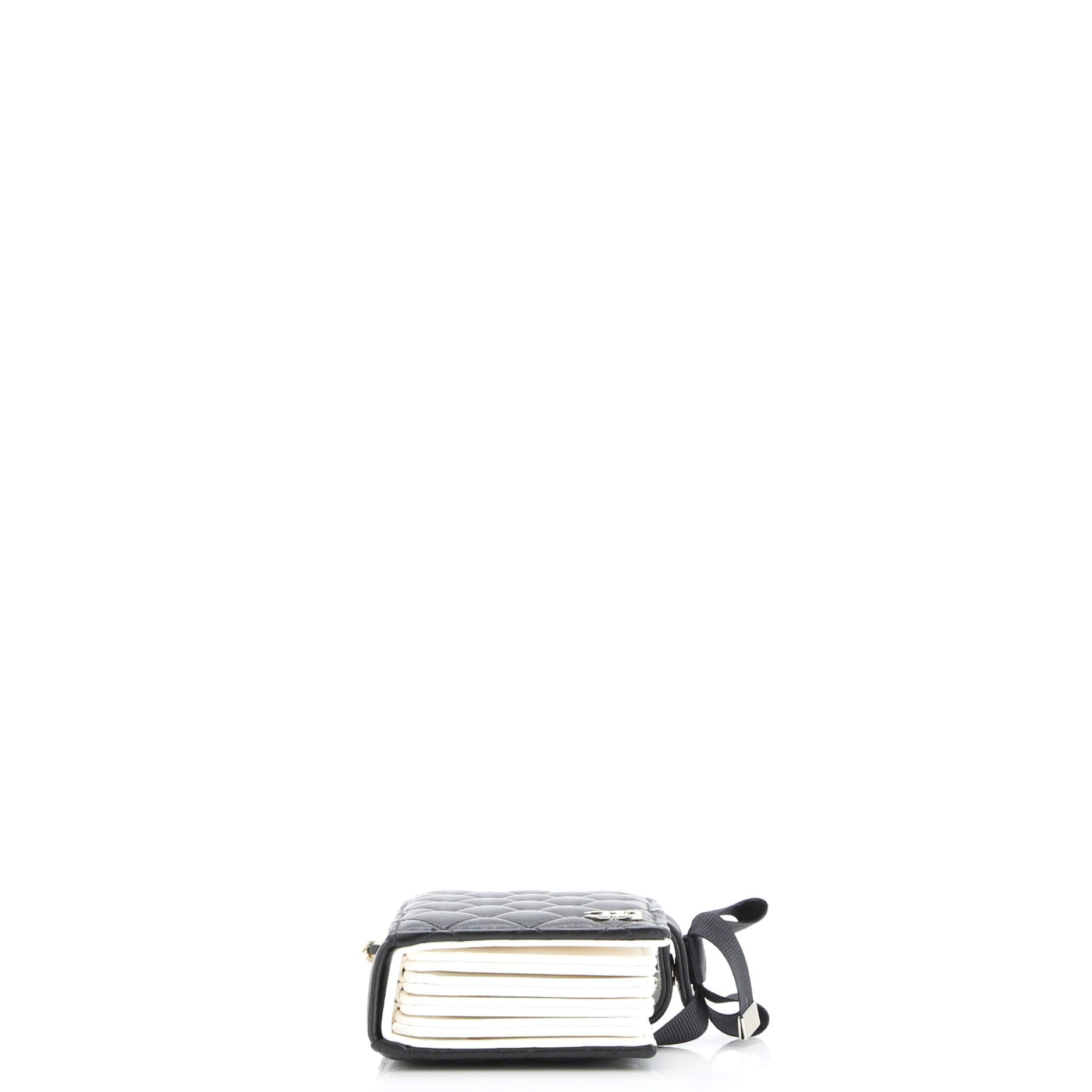CC Book Card Holder with Chain Quilted Lambskin