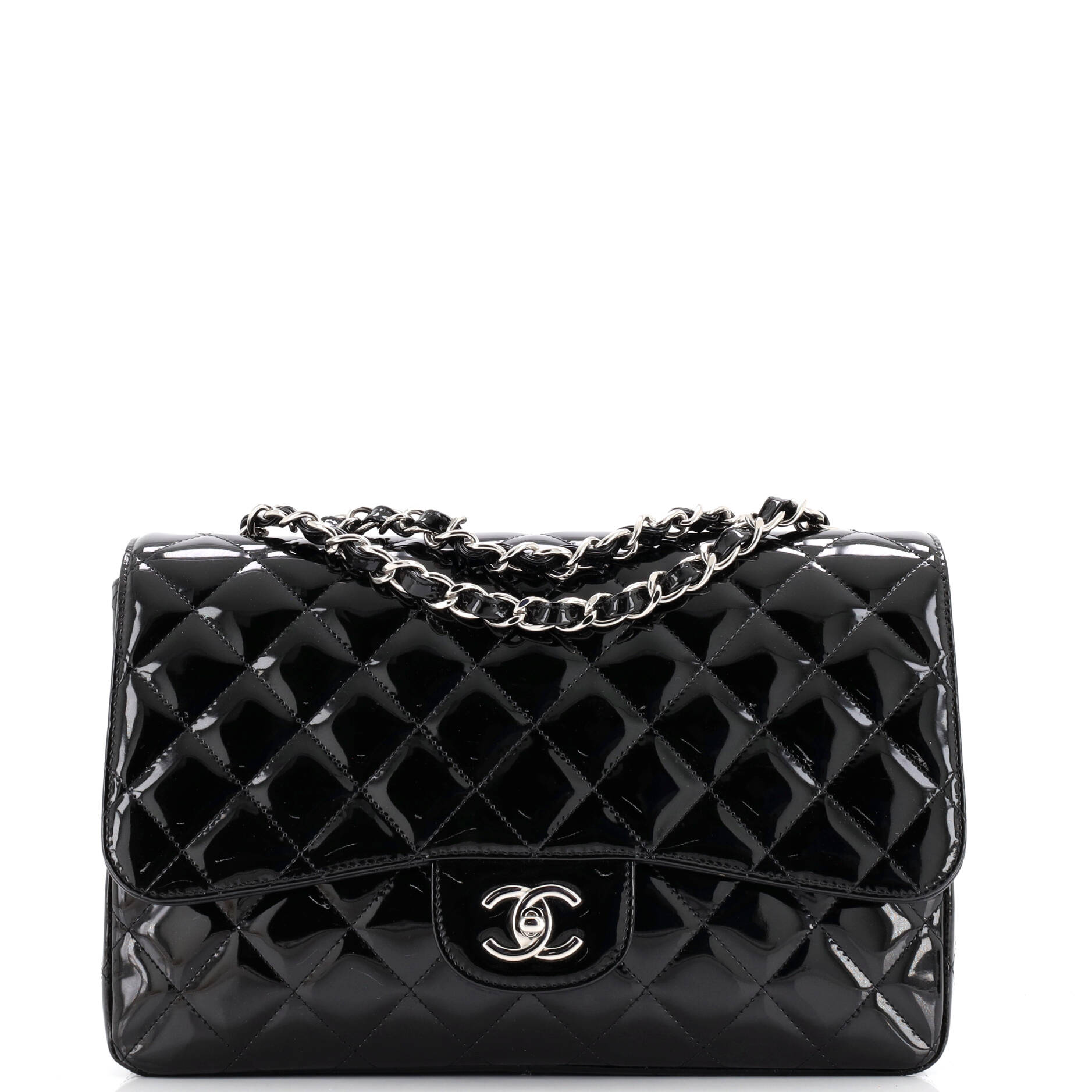 Vintage Classic Single Flap Bag Quilted Patent Jumbo