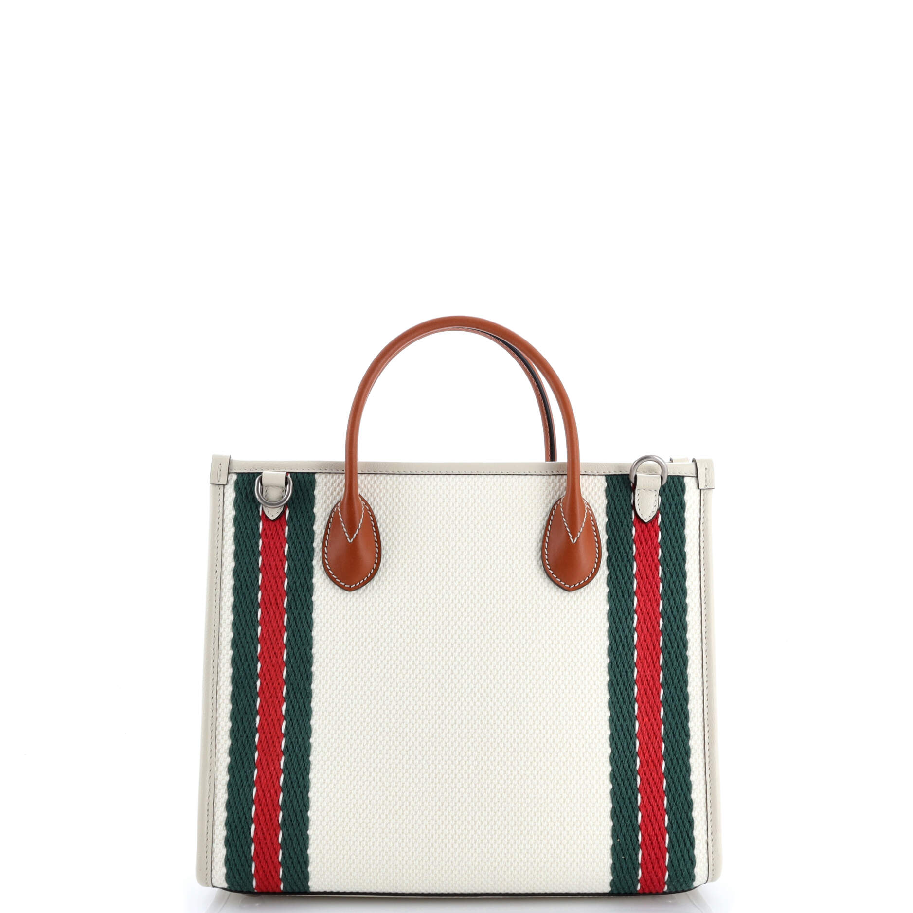 Interlocking G Web Tote Embroidered Canvas Medium
