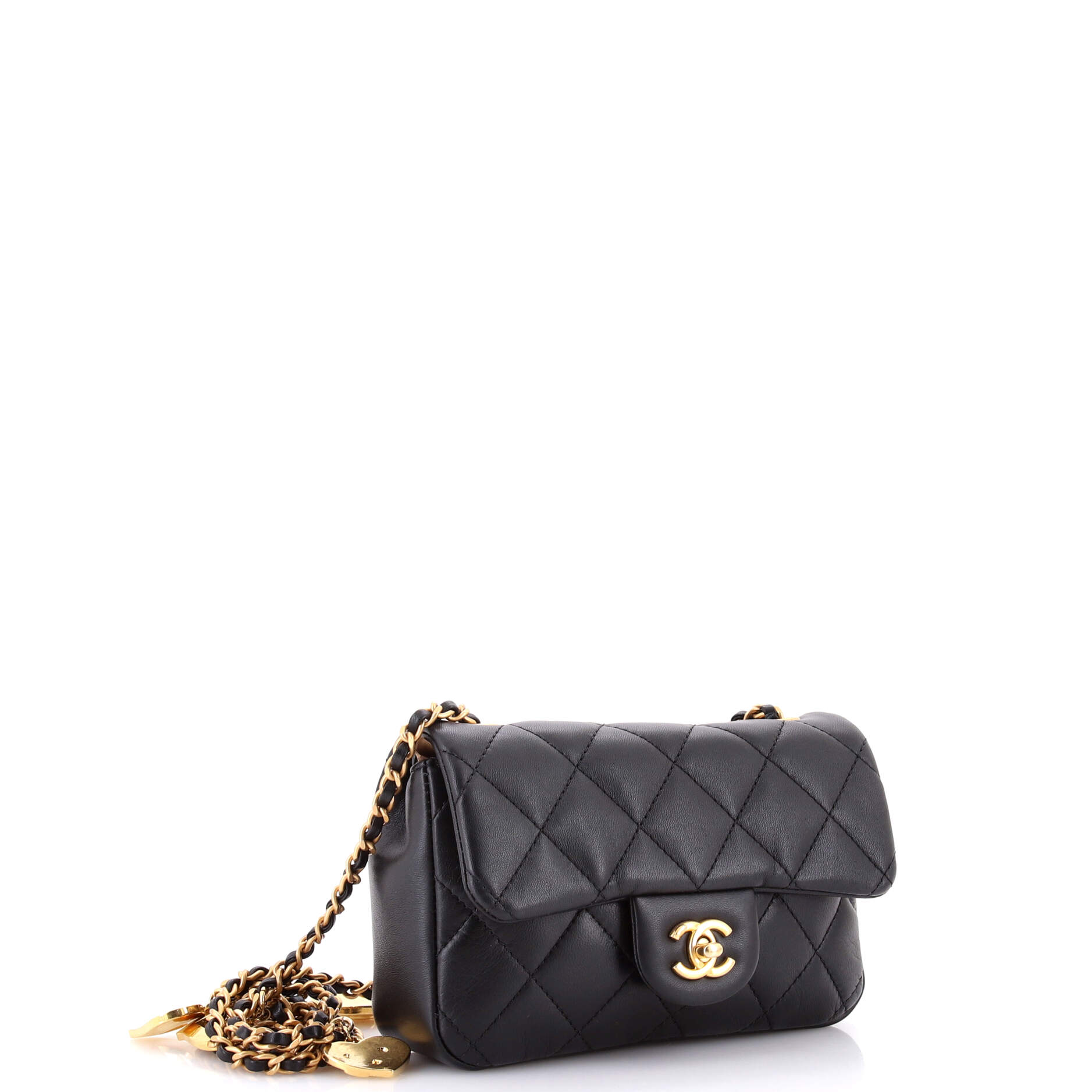 Heart Charms Flap Bag Quilted Lambskin Mini