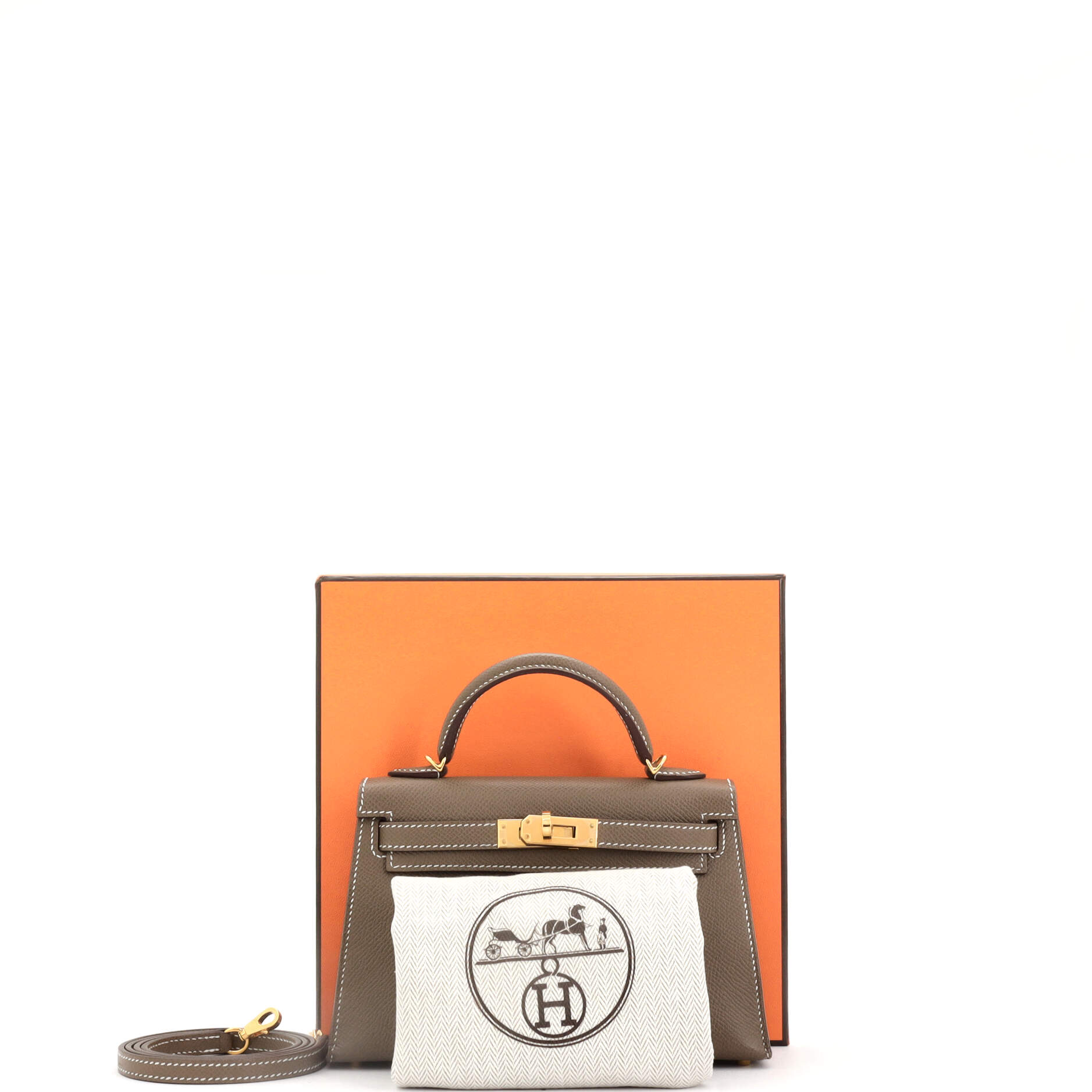 Kelly Mini II Bag Grey Epsom with Gold Hardware 20