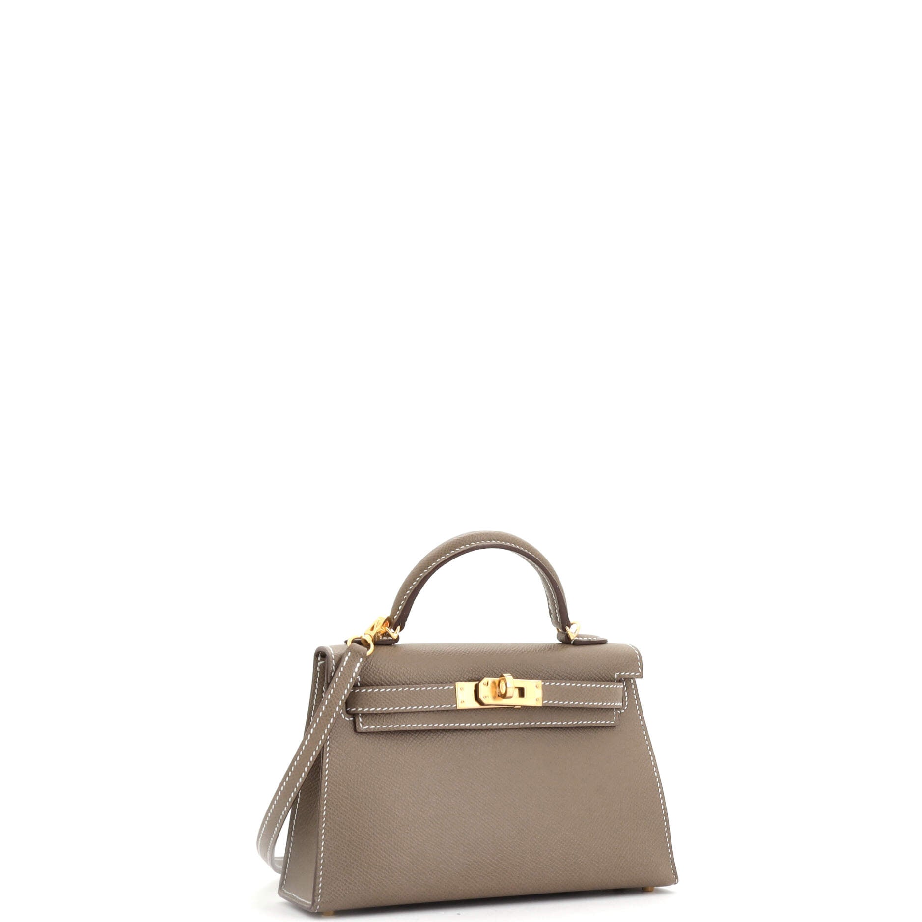 Kelly Mini II Bag Grey Epsom with Gold Hardware 20