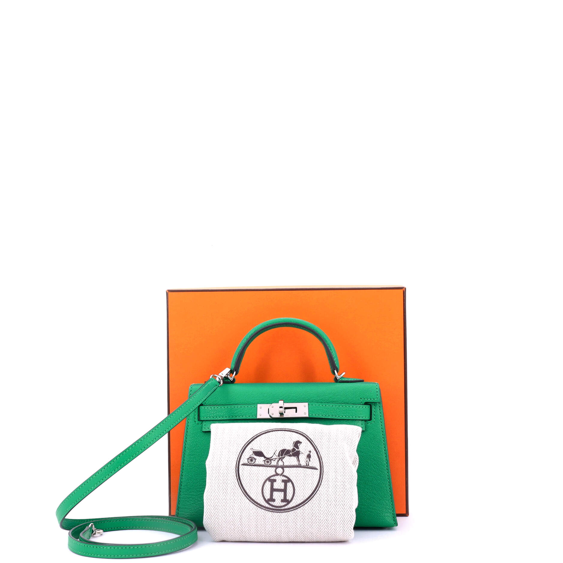 Kelly Mini II Bag Menthe Chevre Mysore with Palladium Hardware 20