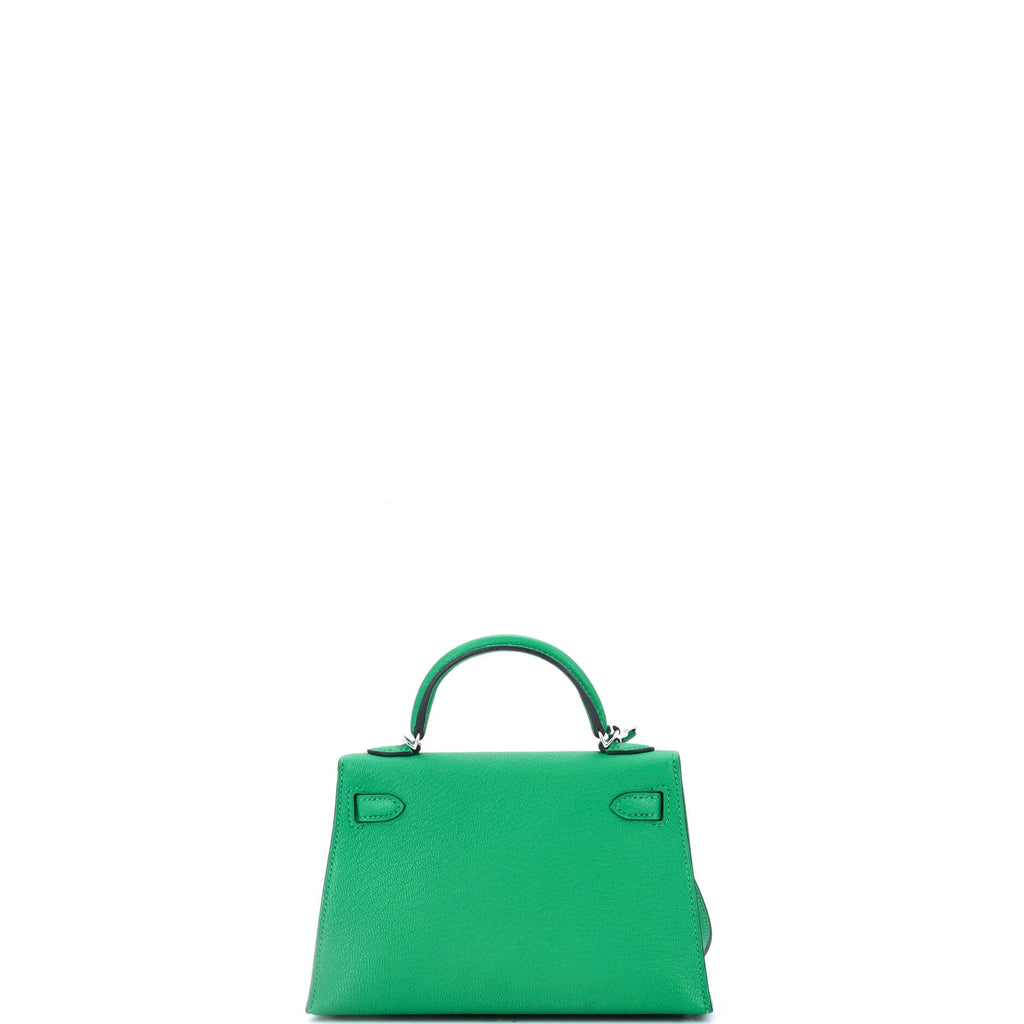 Kelly Mini II Bag Menthe Chevre Mysore with Palladium Hardware 20