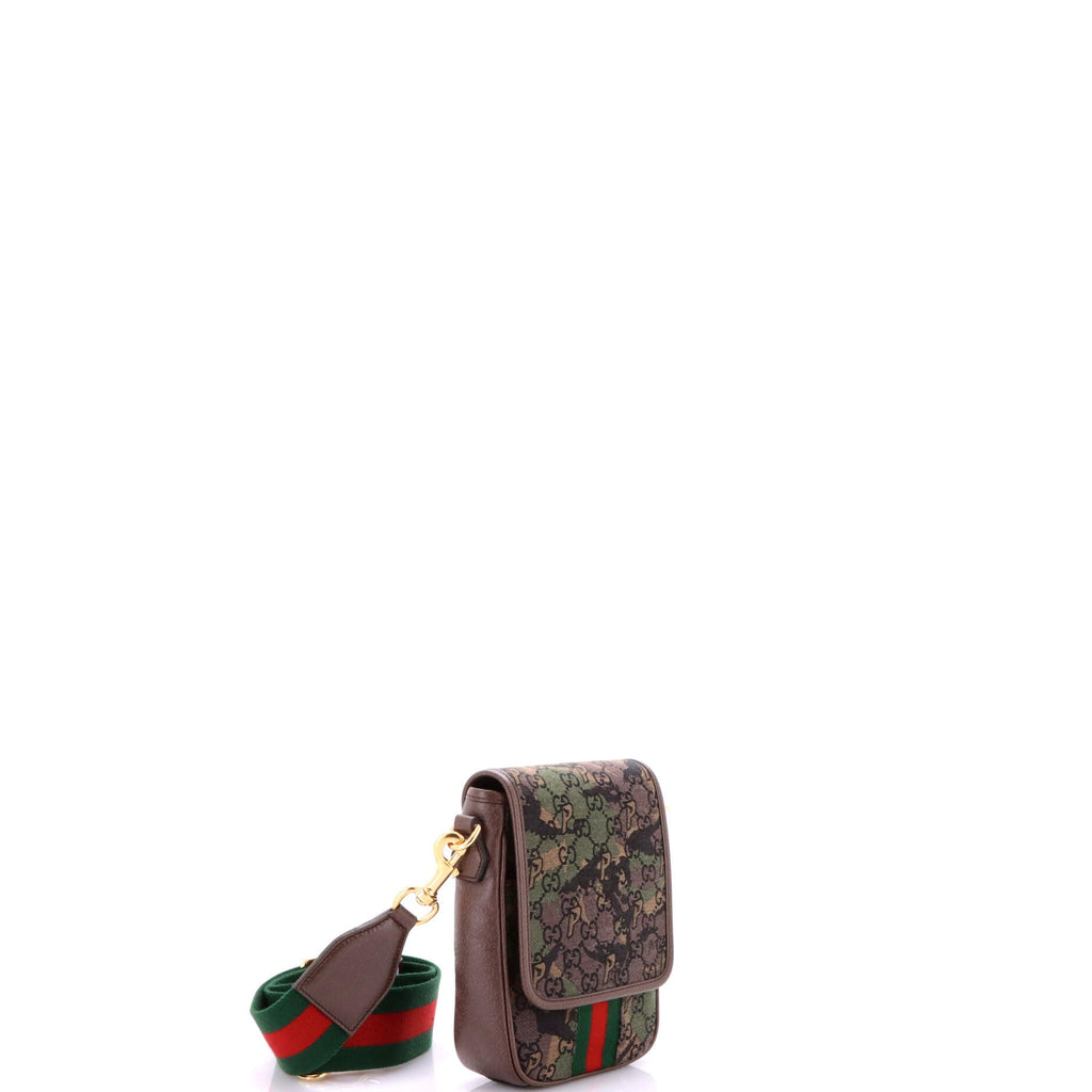 x Palace Web Flap Messenger GG-P Camouflage Canvas and Leather Small