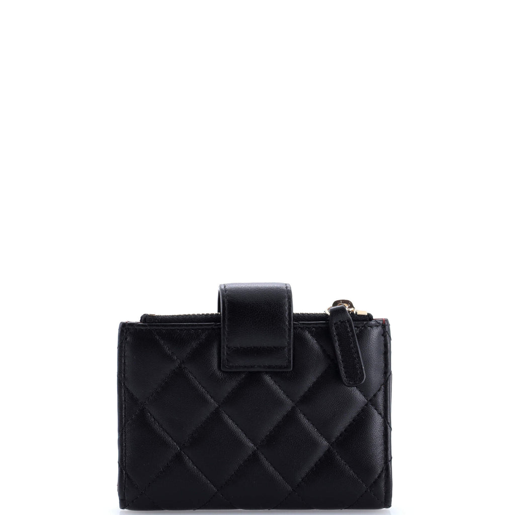 Double Zip French Wallet Quilted Lambskin Compact