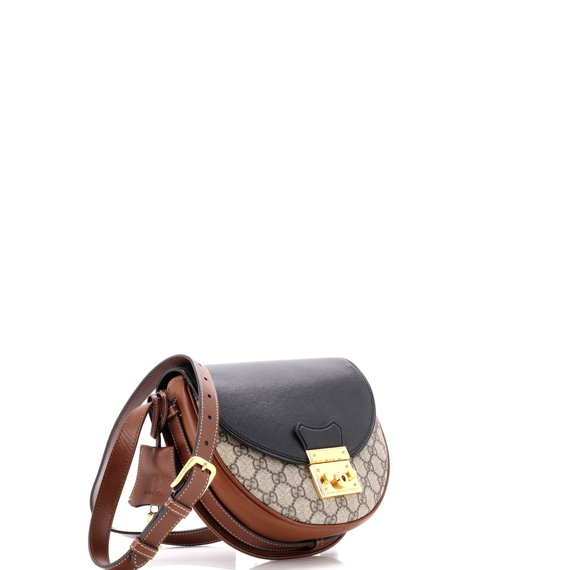 Padlock Saddle Shoulder Bag GG Coated Canvas and Leather Small