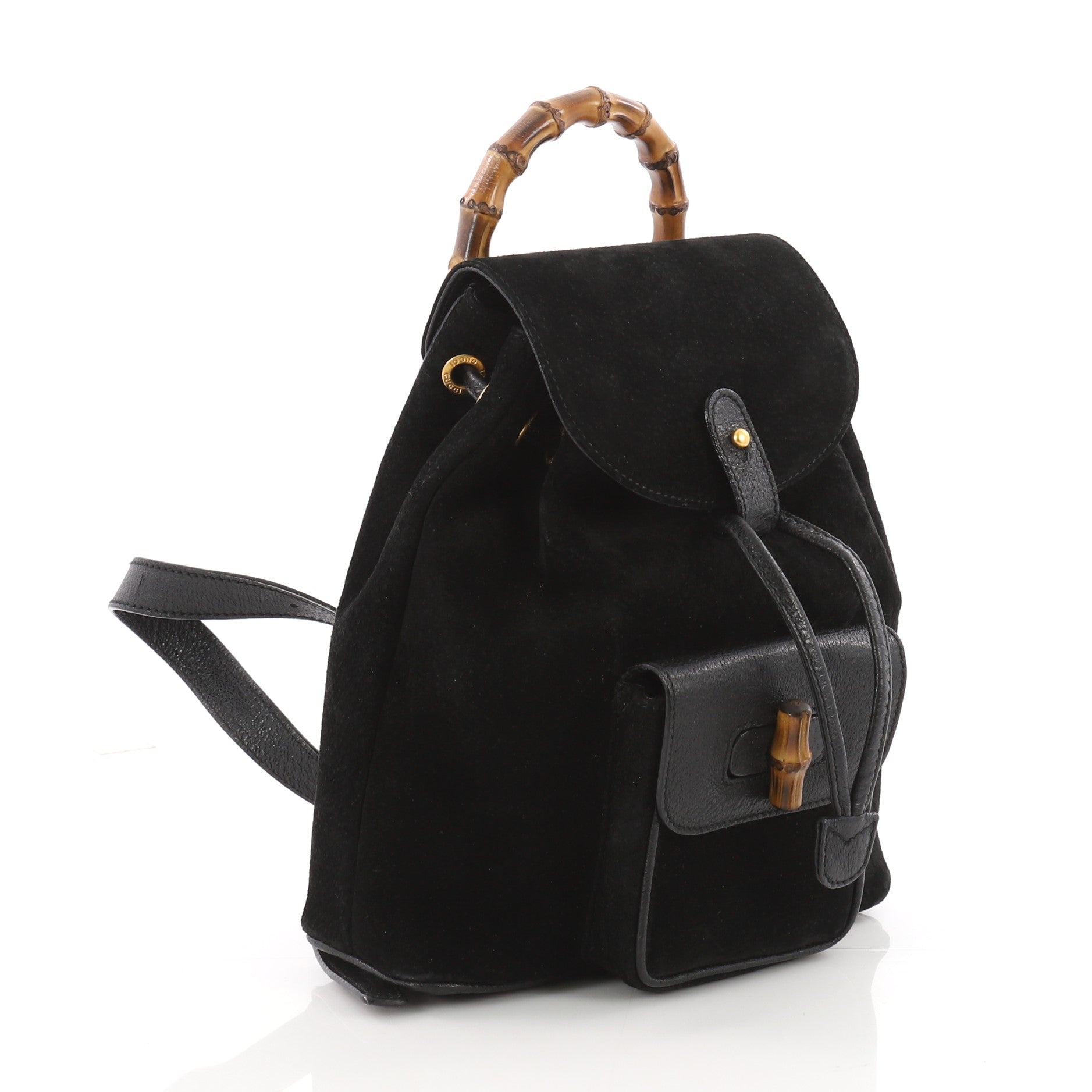 Vintage Bamboo Backpack Suede Mini