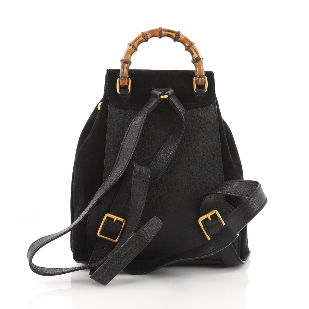 Vintage Bamboo Backpack Suede Mini