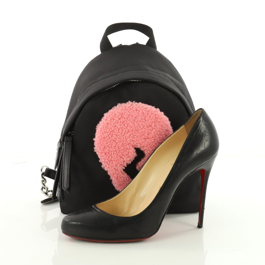 Light Bulb Backpack Nylon with Shearling Mini