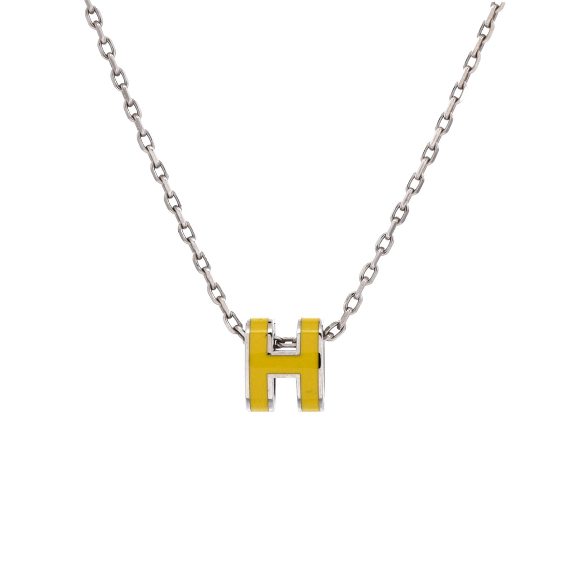 Pop H Pendant Chain Necklace Metal and Enamel Mini