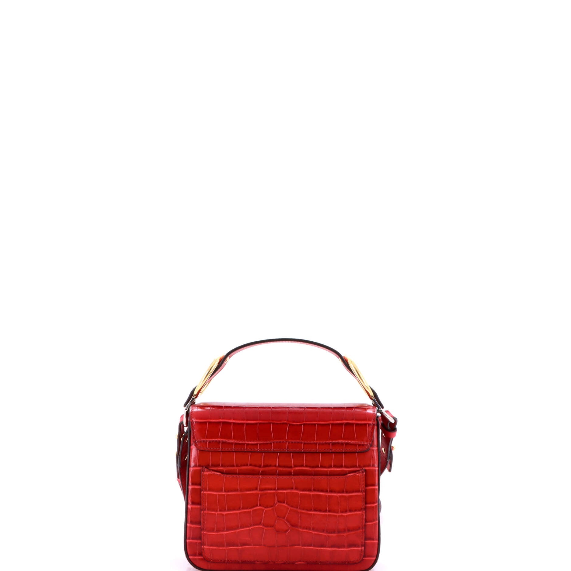 C Double Carry Bag Crocodile Embossed Leather Mini
