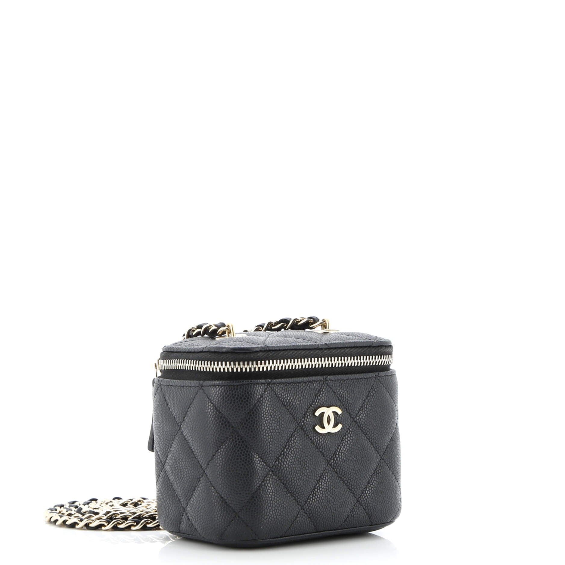 Classic Vanity Case with Chain Quilted Caviar Mini